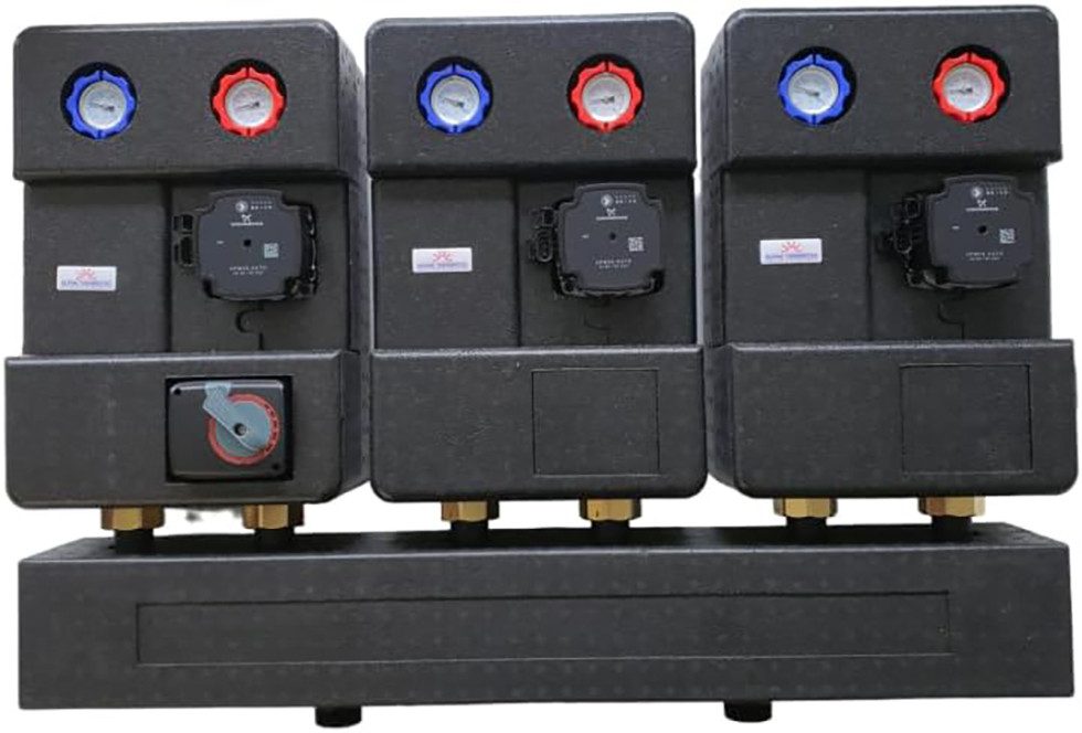 SUNEX Heizkreisverteiler Heizkreisset DN 25 2xungemischt 1xgemischt für 3 Heizkreise (1-St)