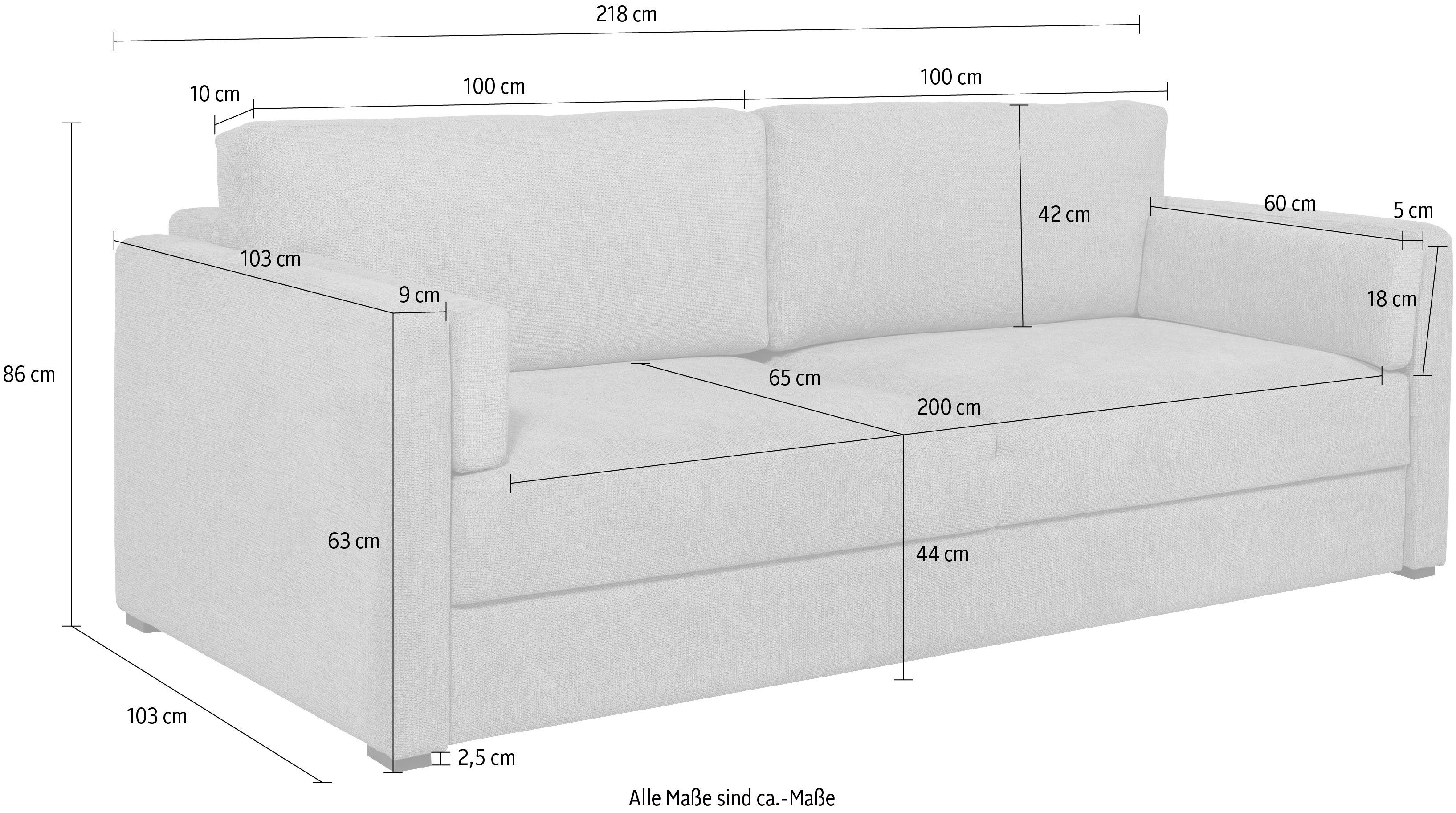 slate in Serie Schlafsofa Bettfunktion, mit Home Armlehnvarianten aufklappbarer zwei Calrence, der affaire