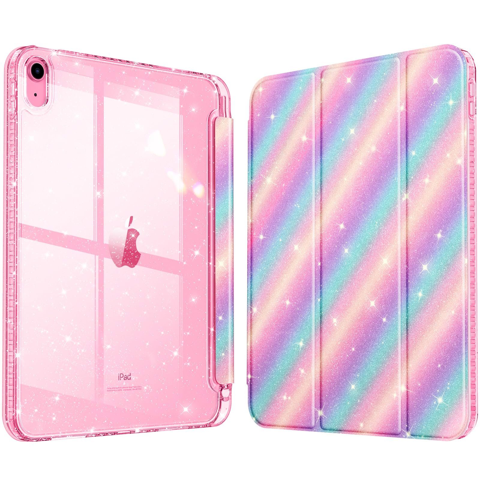 Fintie Tablet-Hülle für iPad 11 Generation 11 Zoll 2025(A16), iPad 10 Generation 2022, mit Stifthalter, Glitzernde Stoßfeste Case mit Glänzende Rückseite