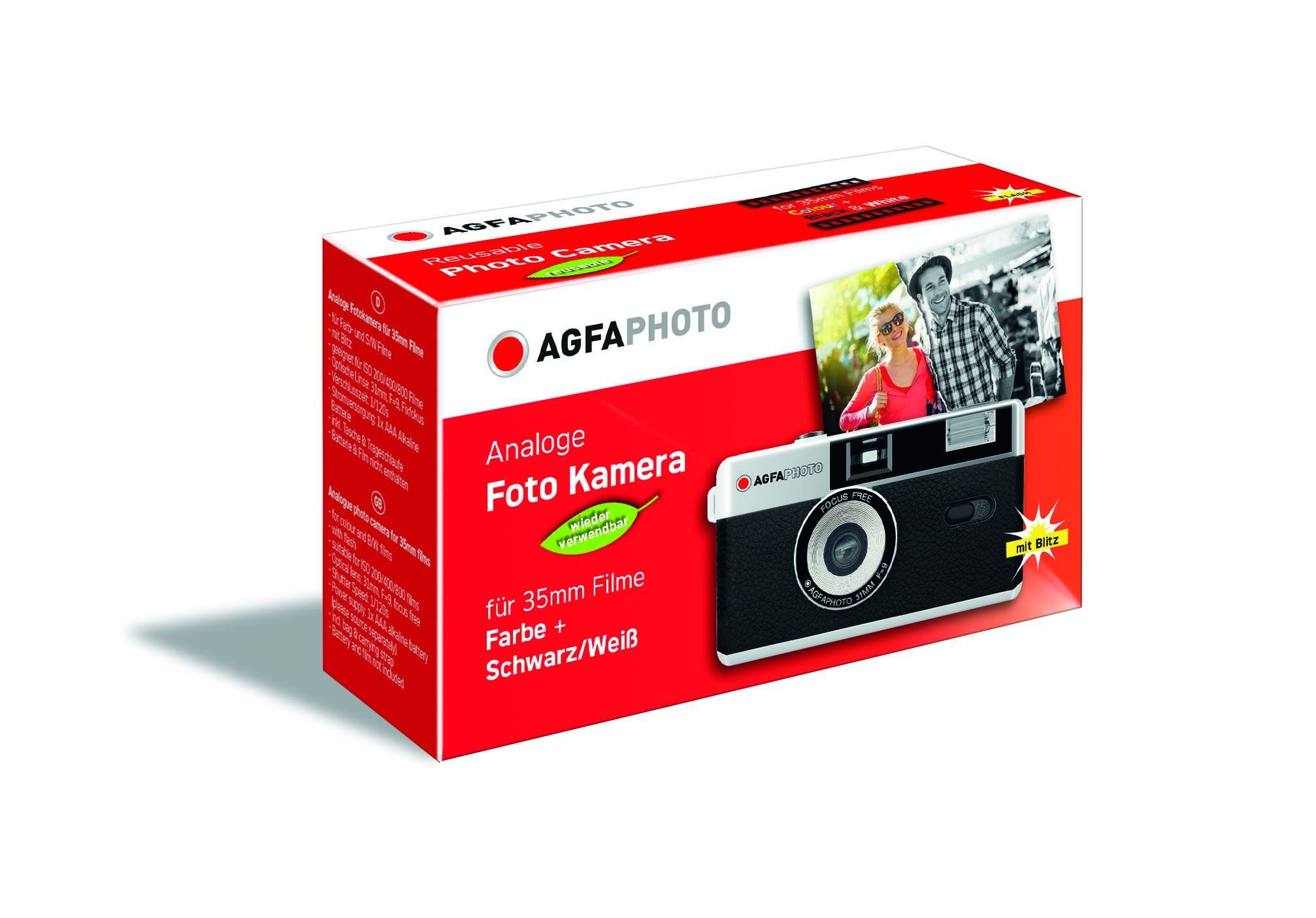 AgfaPhoto AgfaPhoto Set: Analoge schwarz Foto Kamera Kompaktkamera 35mm black