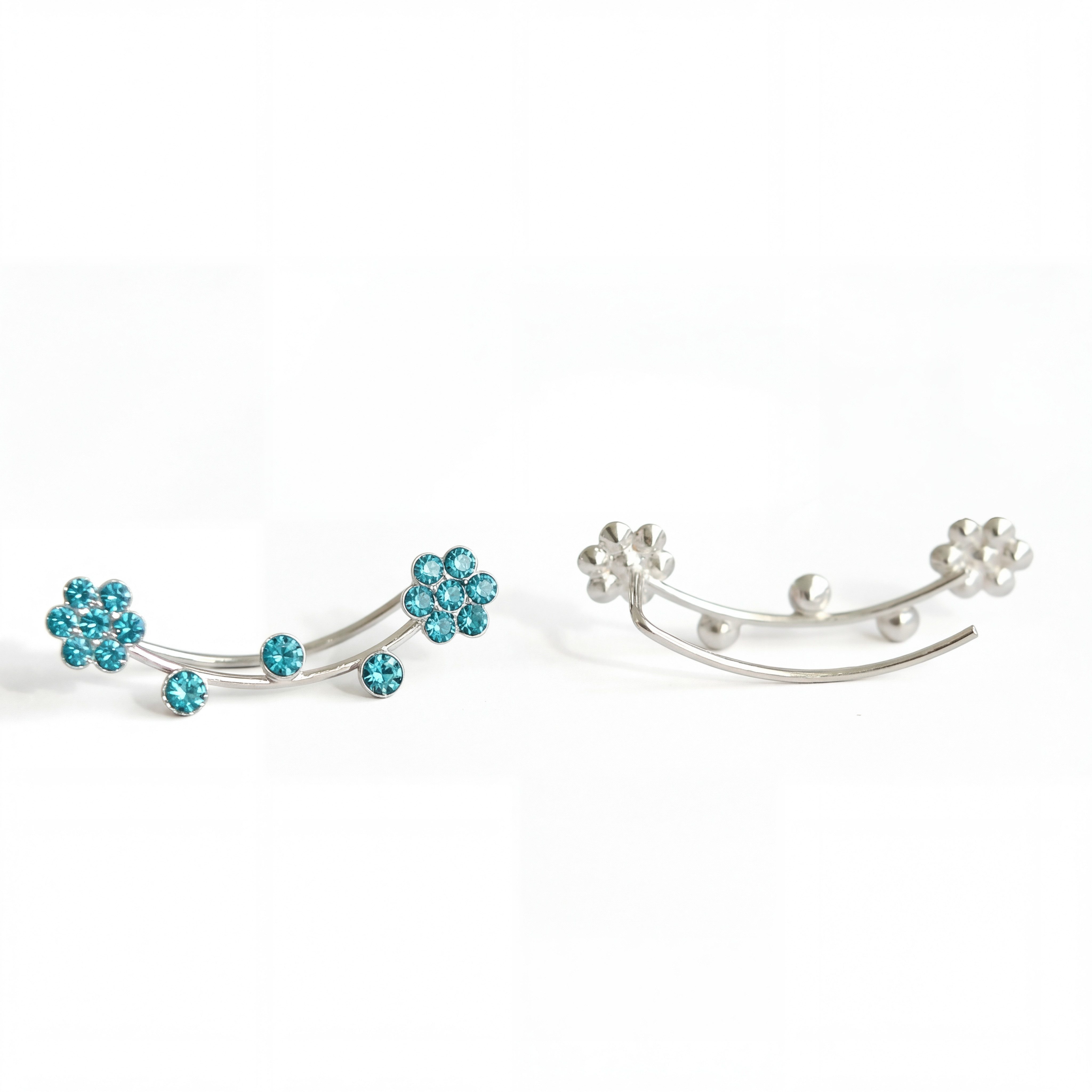 Villa Sorgenfrei Schmuckmanufaktur Paar Ohrklemmen Blüten Ohrkletterer. Für 1 Ohrloch! 925 Sterling Silber