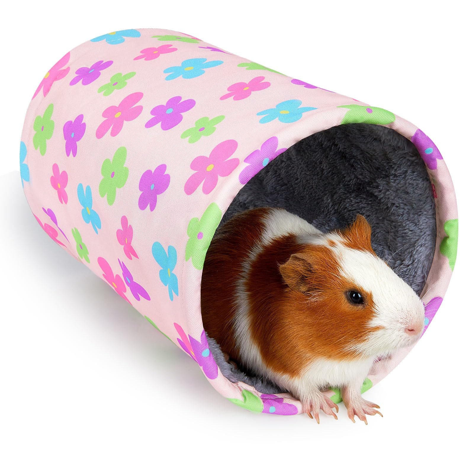 Ledander Kleintiertunnel Meerschweinchen Tunnel – Zubehör aus Canvas, Waschbarer Kuscheltunnel, für Hamster,&Frettchen–Faltbarer Spieltunnel & Versteck für Kleintiere