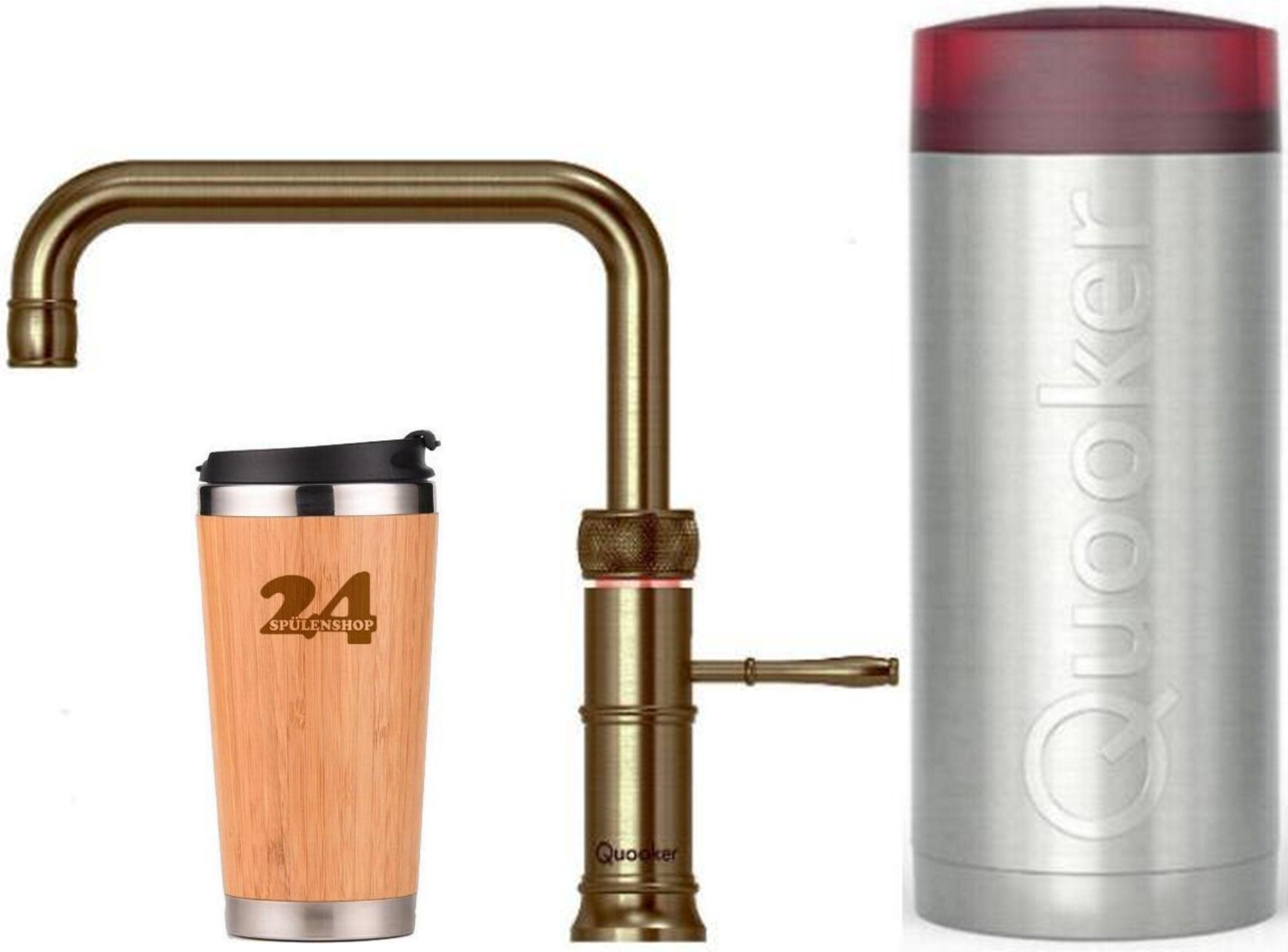 QUOOKER Küchenarmatur QUOOKER CLASSIC FUSION Square COMBI B 100°C Armatur (22CFSPTN) (2-St) Spültischmischer mit 100°C Kochendwasserfunktion