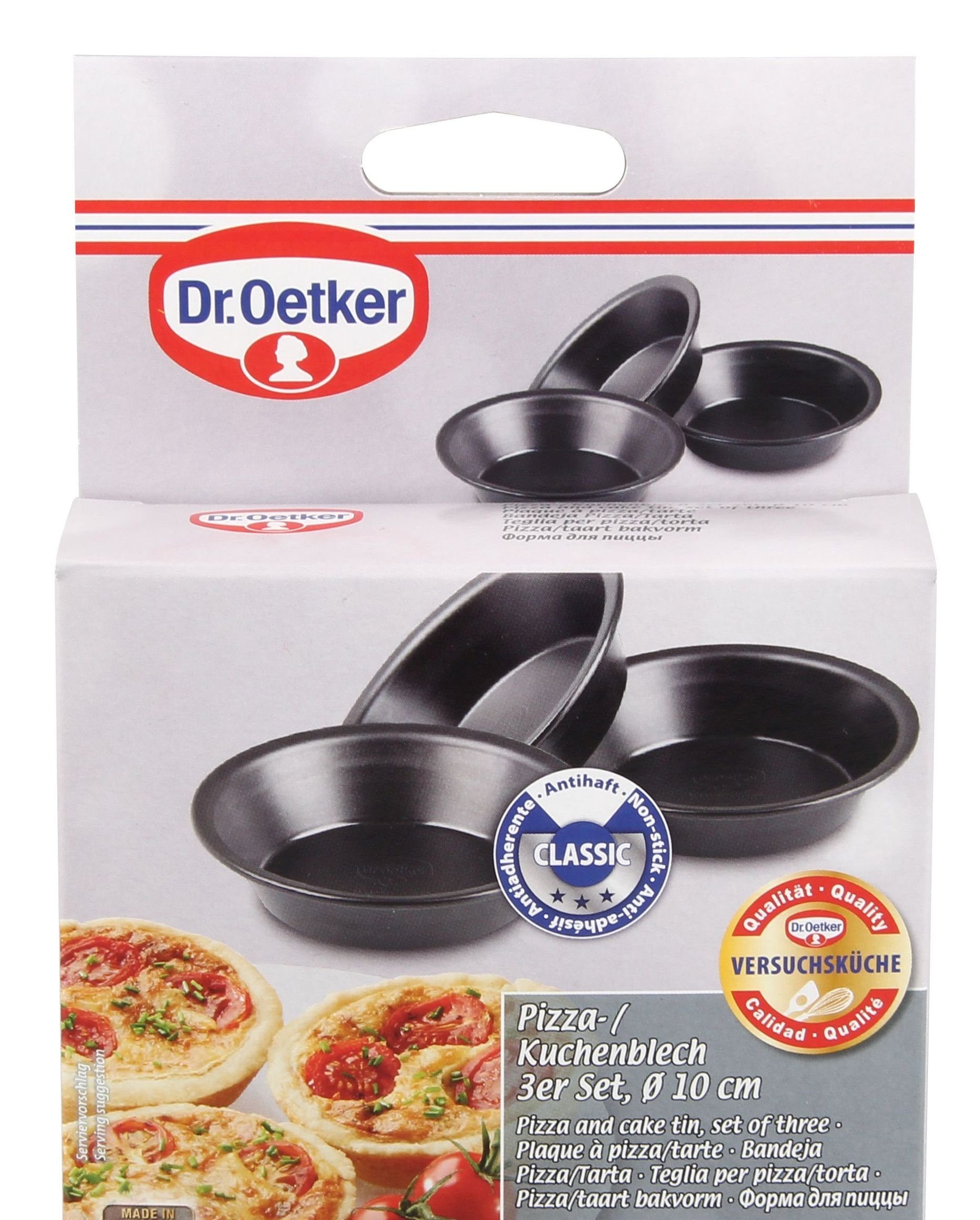 Dr. Oetker Küchenhelfer Backform Dr. Oetker - 3er Set Kuchen- Pizza- Blech Rund- Back- Form Ø 10cm H, (Set bestehend aus 3 Backformen)