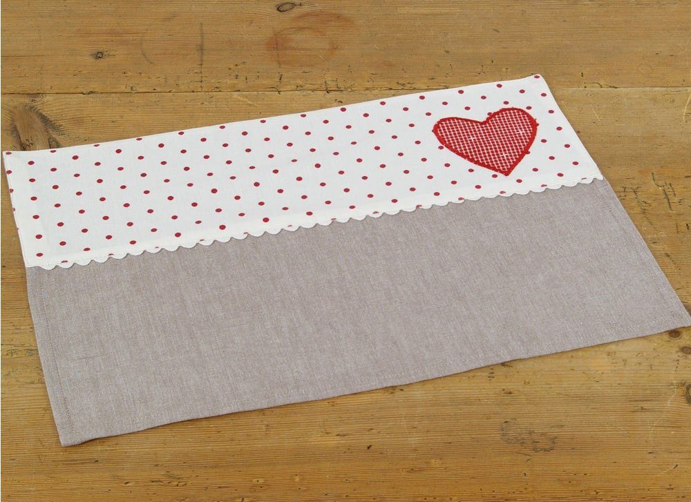 matches21 HOME & HOBBY Platzset Tischset Landhaus Premium ROSI Punkte & Herz grau weiß 33x48 cm, (1-St)