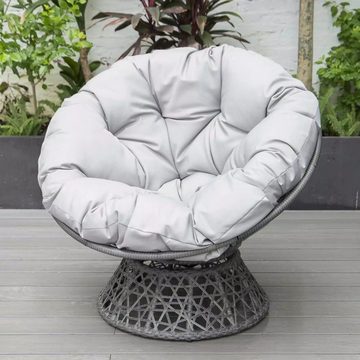 PureHaven Gartenlounge-Sessel 92x80x80,5 cm aus Rattan Rundkissen drehbar 360 Grad