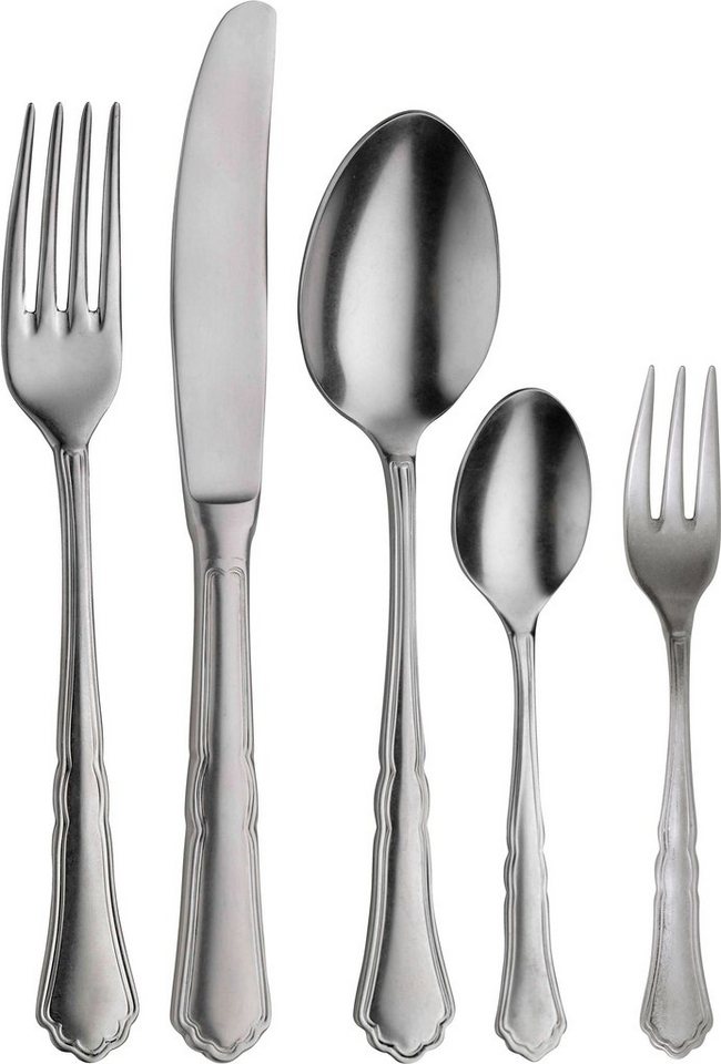 PINTINOX Besteck-Set Settecento Stone washed (30-tlg), 6 Personen, Edelstahl 18/10, Optik stonewashed
