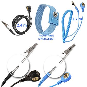 Minadax Reparatur-Set ESD Antistatik-Matte 80 x 60cm + Manschette + Kabel + Erdungsstecker