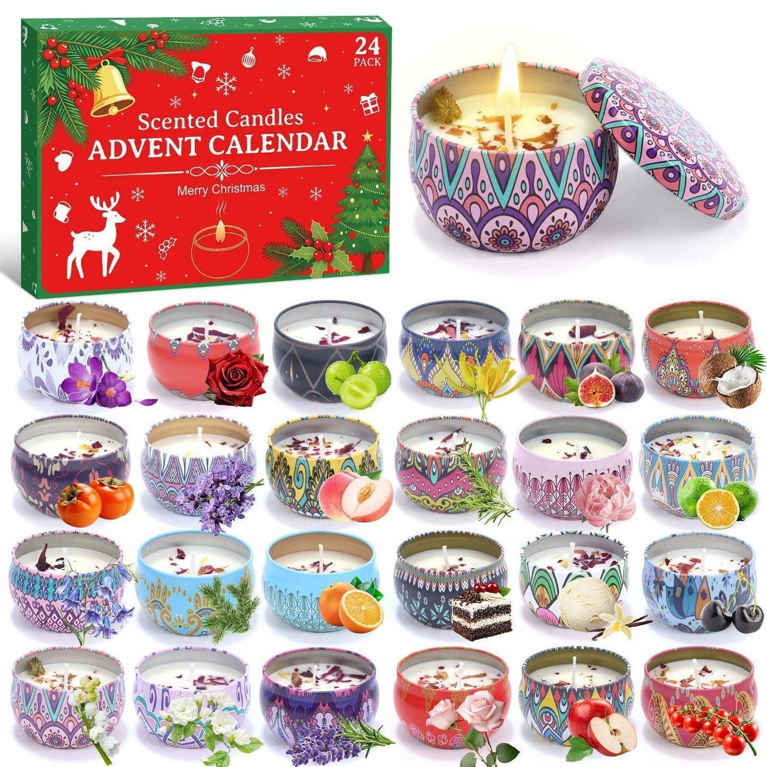 LuxusKollektion Adventskalender Adventskalender Duftkerzen 24 Stk. Rot