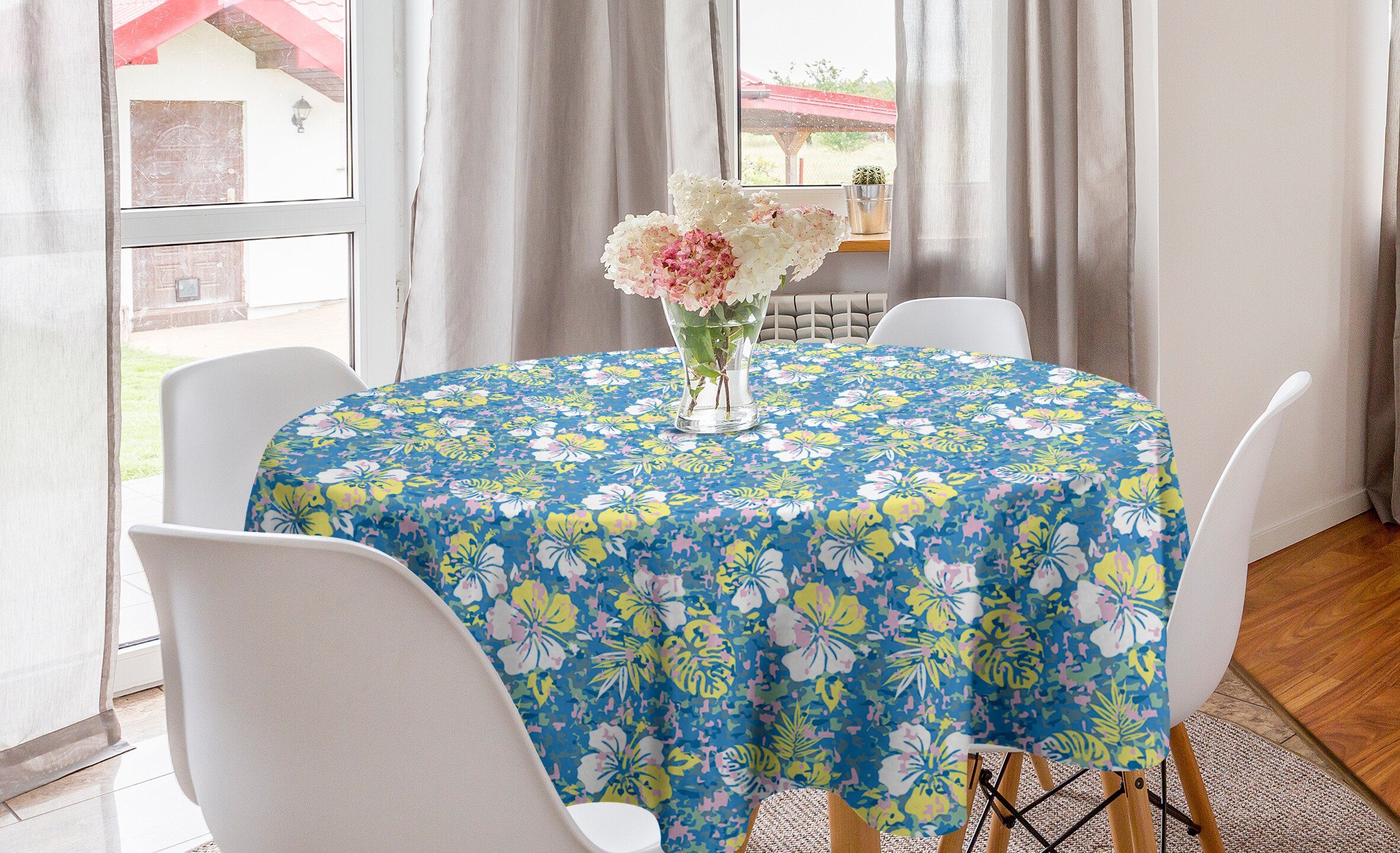 Abakuhaus Tischdecke Hawaiian Esszimmer für Tarnen Laub Dekoration, Tischdecke Kreis Abdeckung Natur Küche