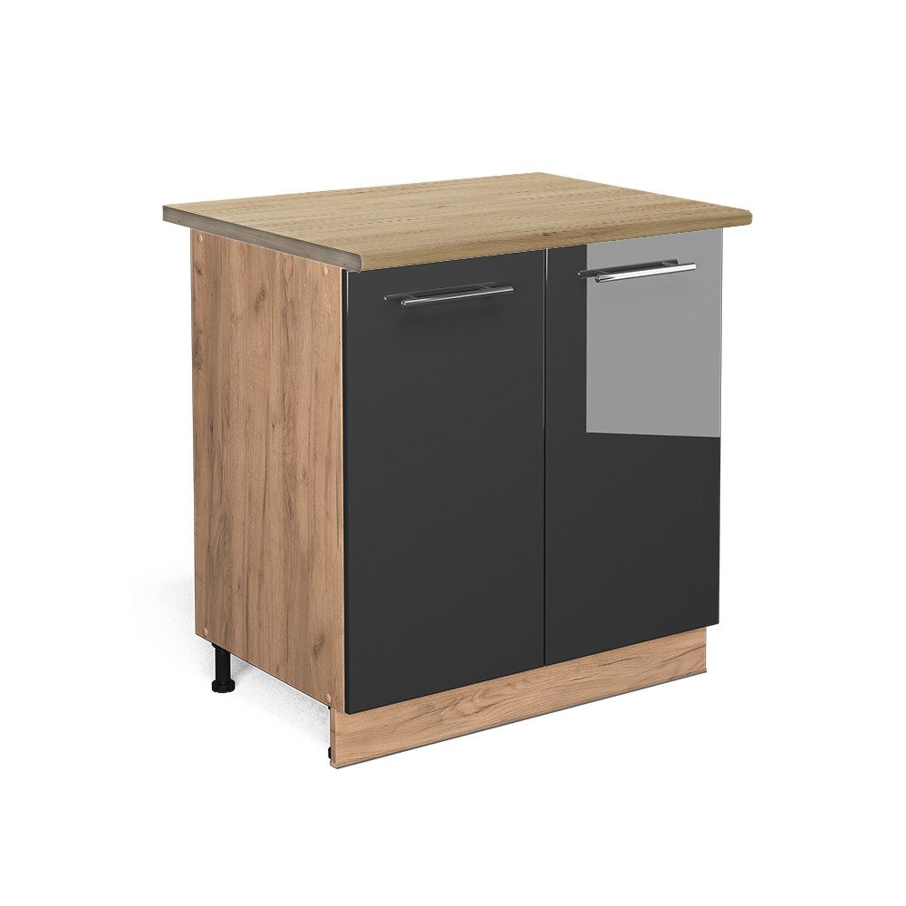 Vicco Spülenunterschrank Fame-Line, Anthrazit Hochglanz/Goldkraft Eiche, günstig online kaufen