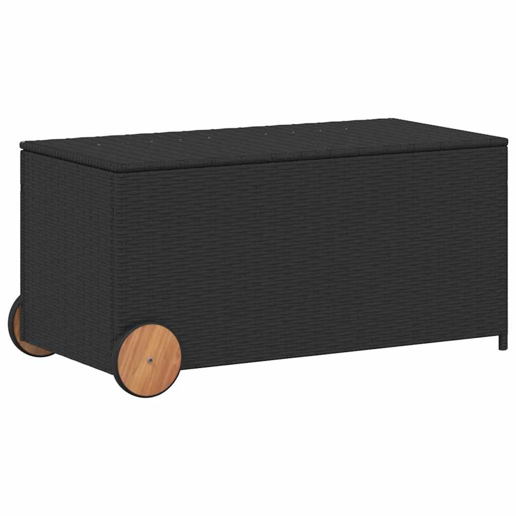 furnicato Gartenbox Gartentruhe mit Rollen Schwarz 190L Poly Rattan (1 St)