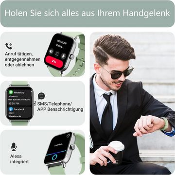 GYDOM Telefonfunktion Männer's & Frauen's Smartwatch (1,8 Zoll), Mit integrierter Alexa, schönem und elegantem Design