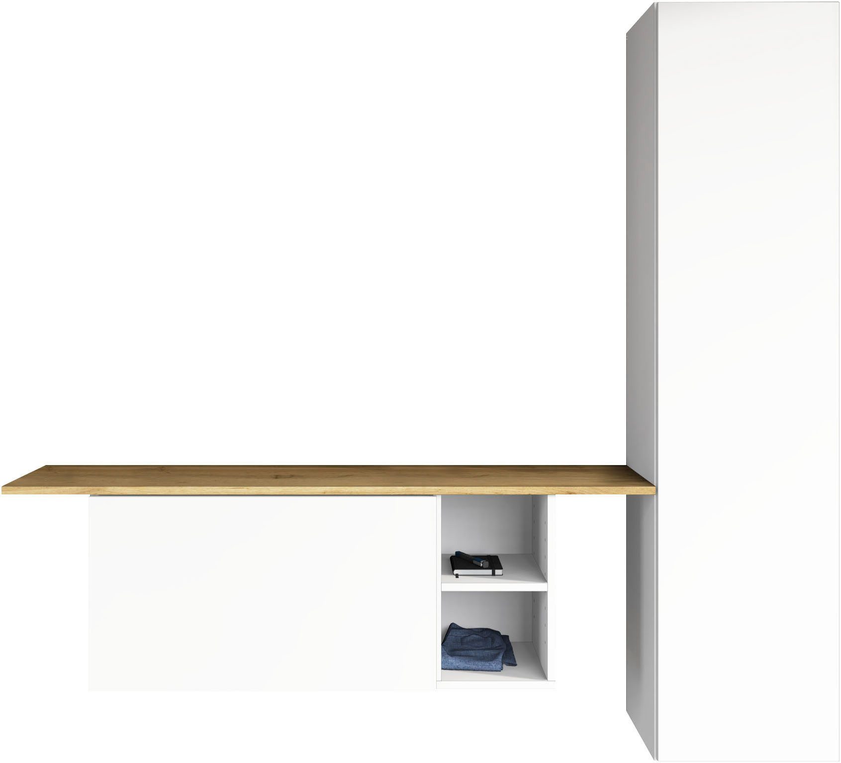 borchardt Möbel Garderoben-Set Toledo, moderne hängende Garderobe, Schminktisch mit Regalfächern, (Spar-Set), 152x140cm (BxH), viel Stauraum, viele Regalböden, modern, hängend