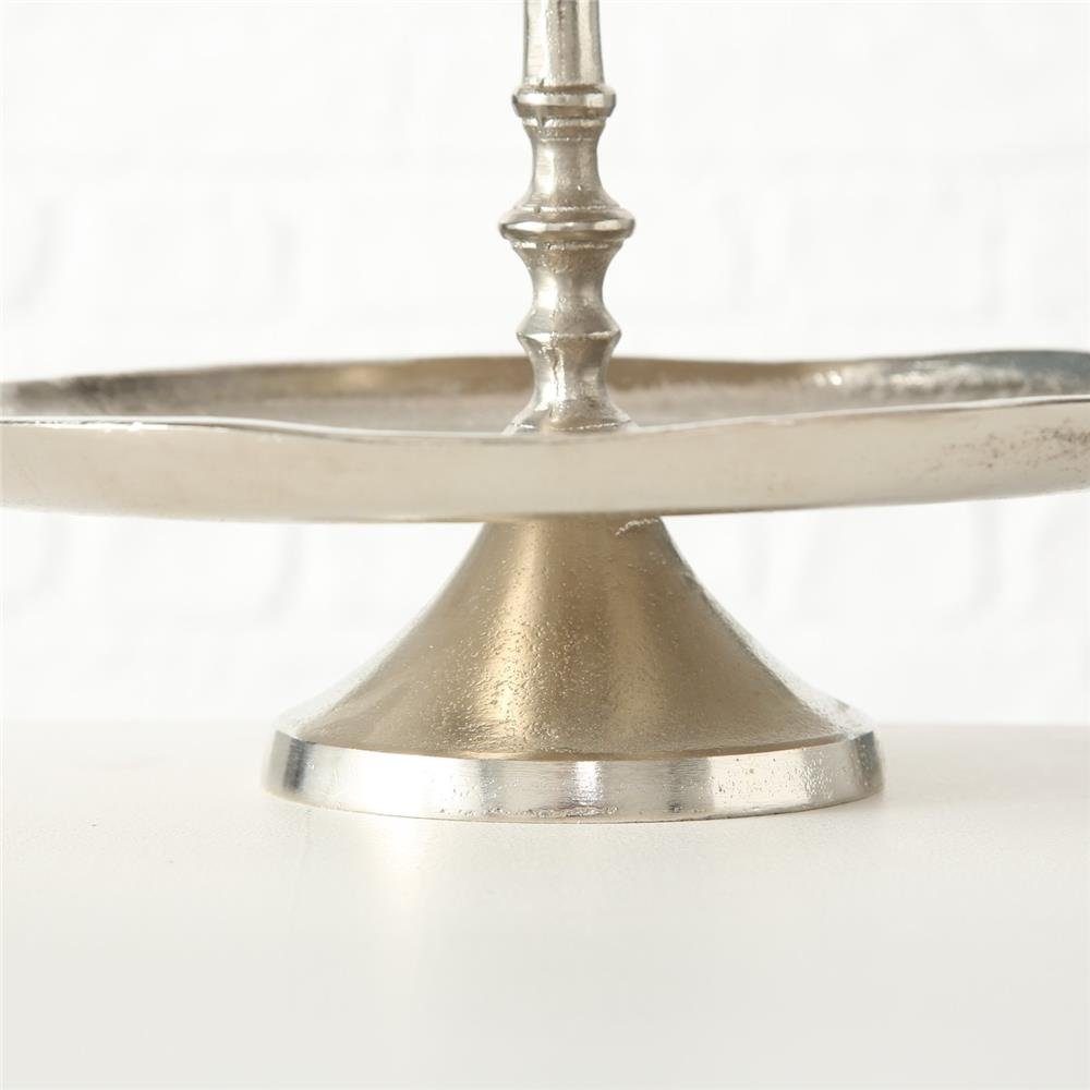 BOLTZE Dekoetagere Flaire, 48 cm 3-stöckig Silber glänzend mit Griff Elegantes Design