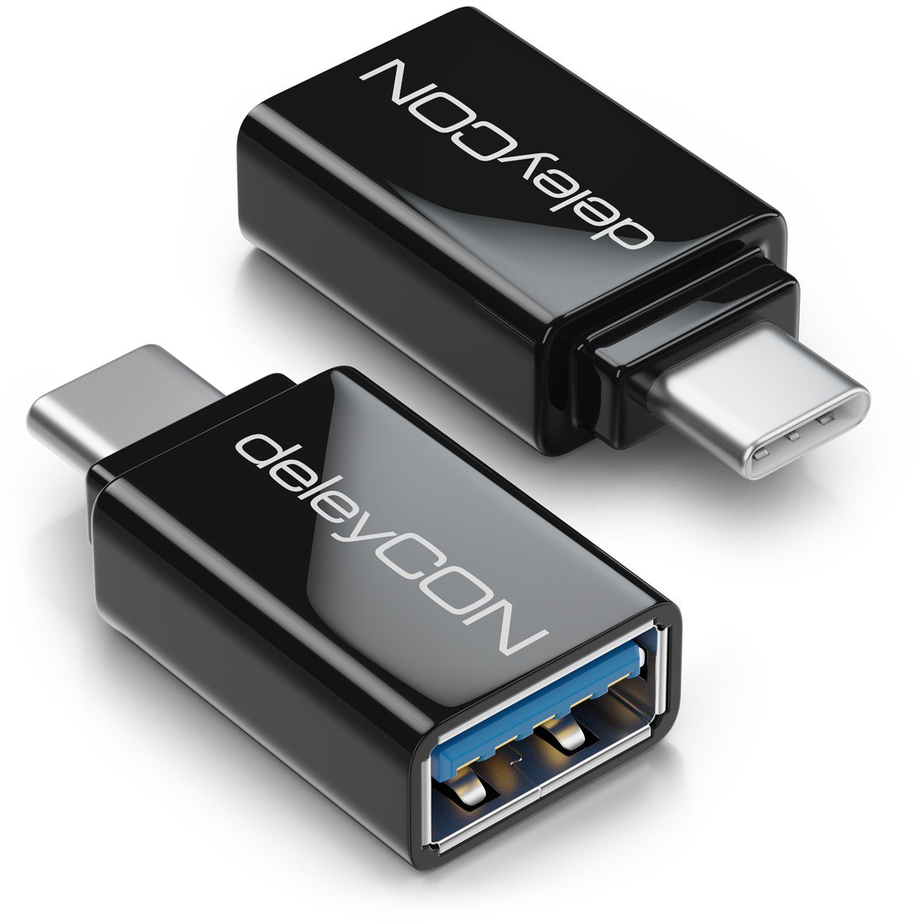 deleyCON 2x USB-A auf USB-C OTG Adapter Handy Smartphone Tablet Smartphone-Adapter