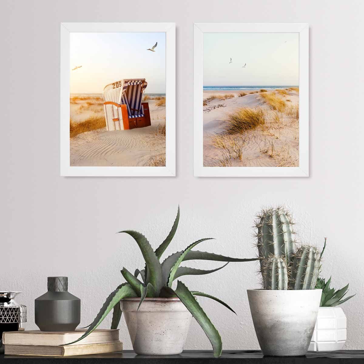 PHOTOLINI Bilderrahmen 2er Set Massivholz-Rahmen Modern Zeitlos mit Acrylglasscheibe