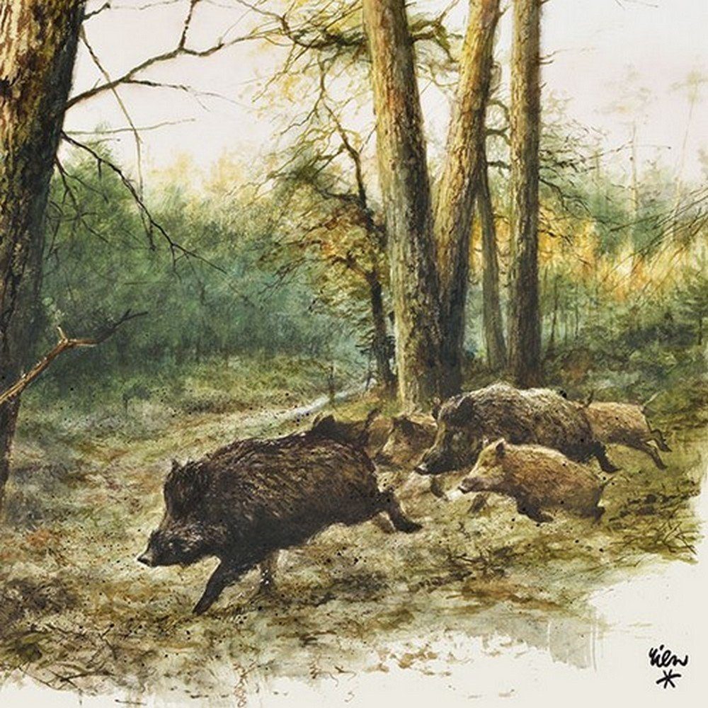 Ambiente Luxury Paper Products Papierserviette 20 Servietten Wild Boars in the Woods 33x33cm, (20 St)