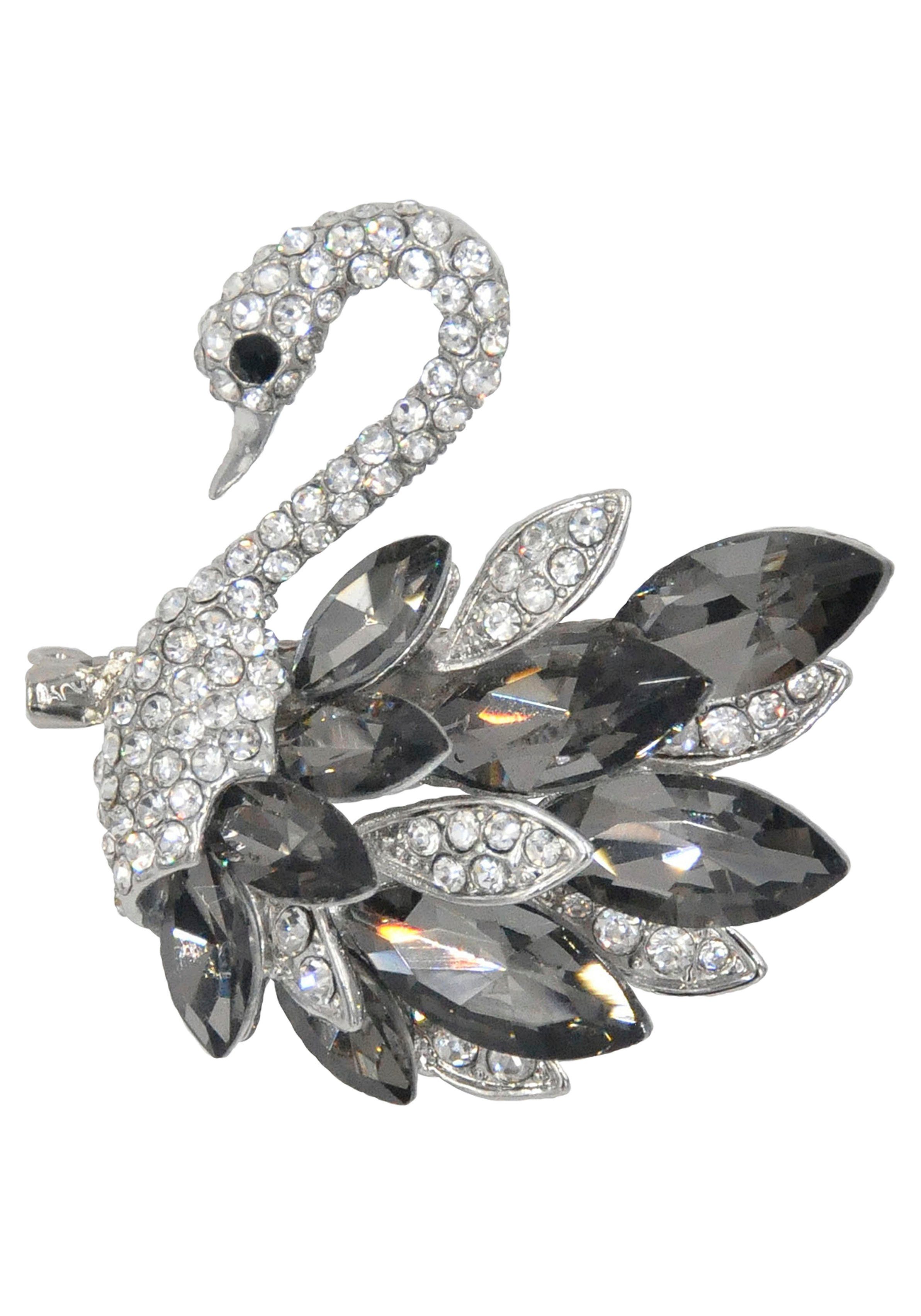 Firetti Brosche Schmuck Geschenk Ansteckschmuck Schwan, mit Glasstein