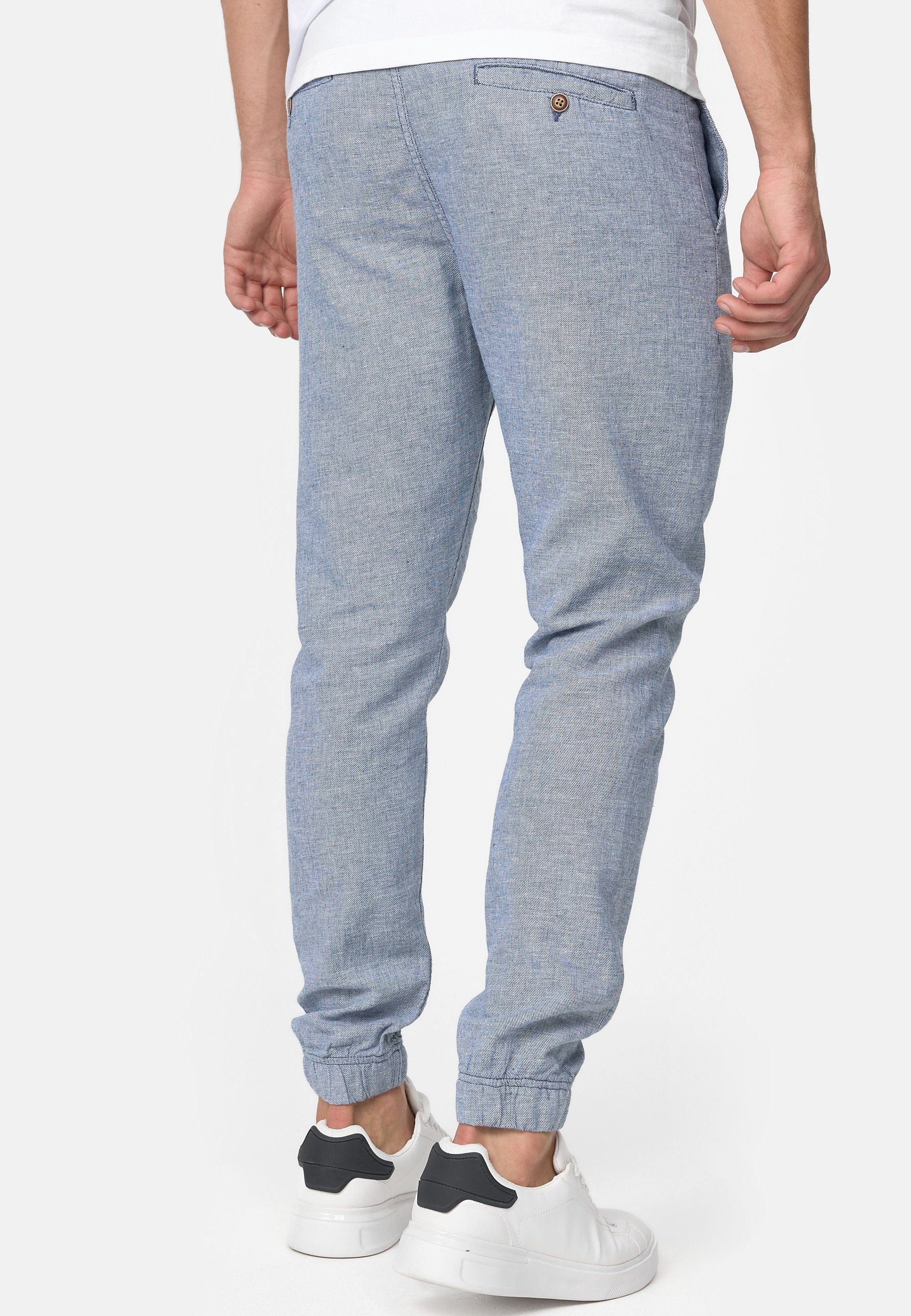 Indicode Leinenhose Herren Blnda Sommerhose Leinen Herrenhose samt dekorativem Gürtel aus Kordeln