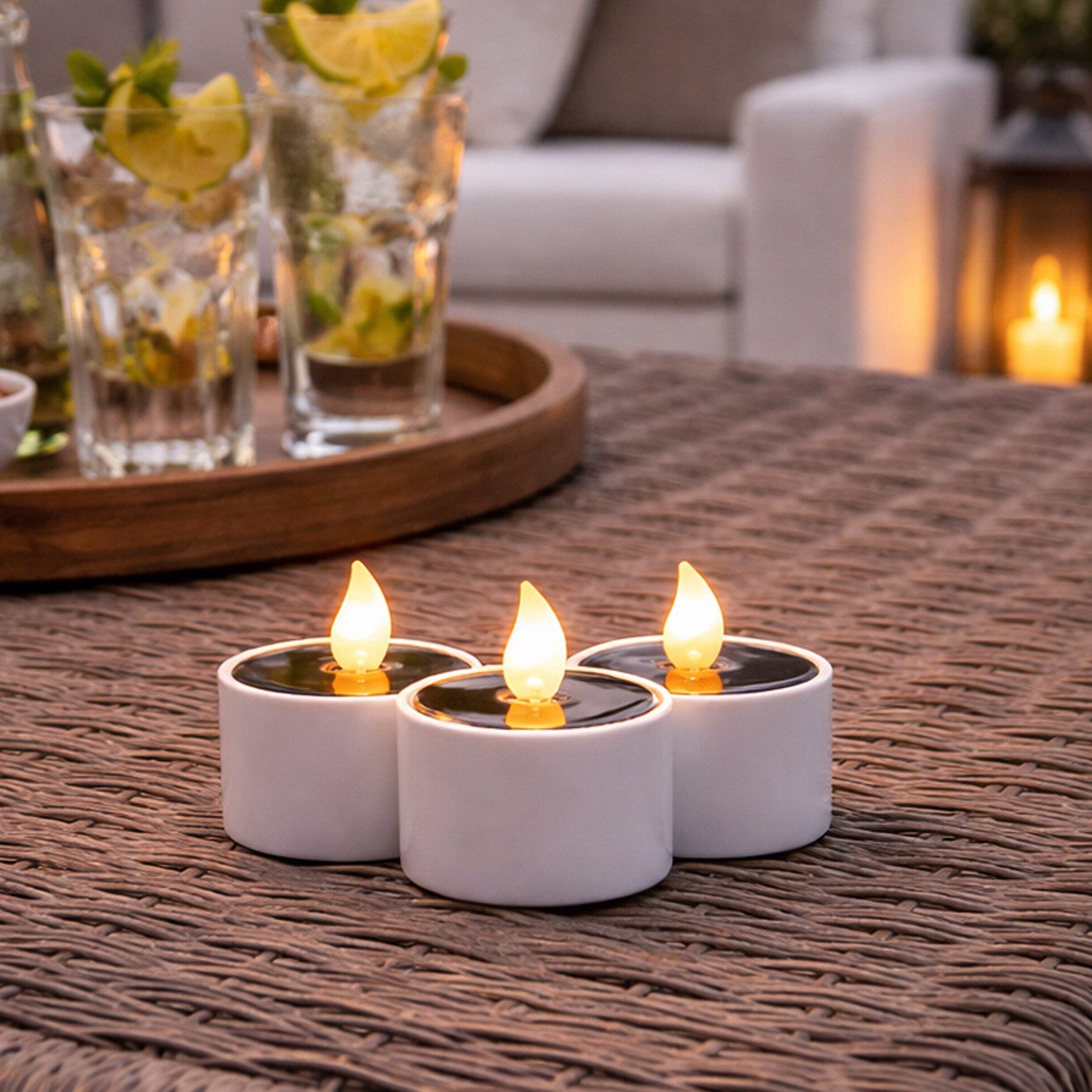MARELIDA LED-Kerze LED Solar Teelichter Garten Outdoor Solar Kerze Solarleuchte 3er Set (3-tlg)