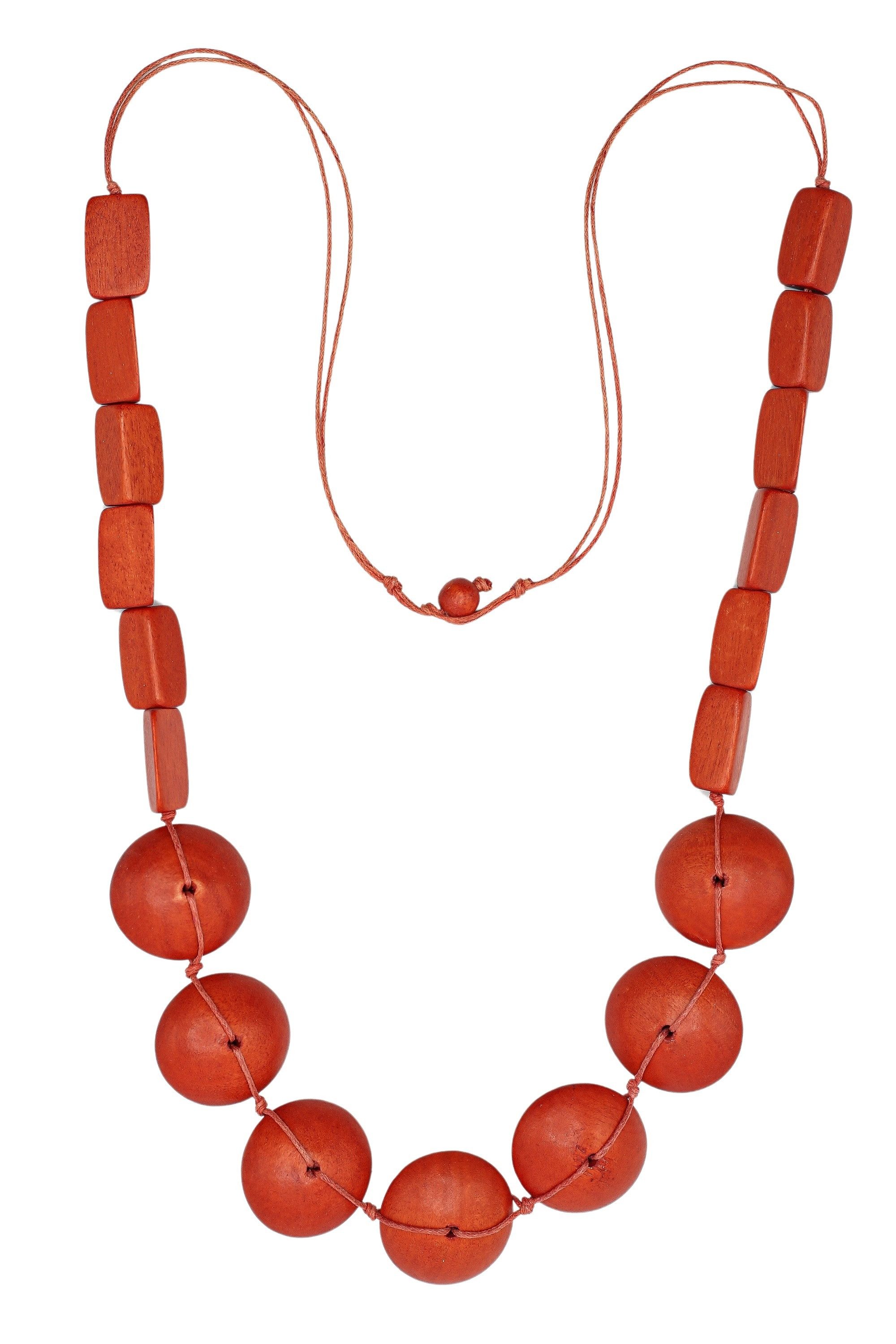 COLLEZIONE ALESSANDRO Lange Kette Riz, Holzperlen in verschiedenen Formen