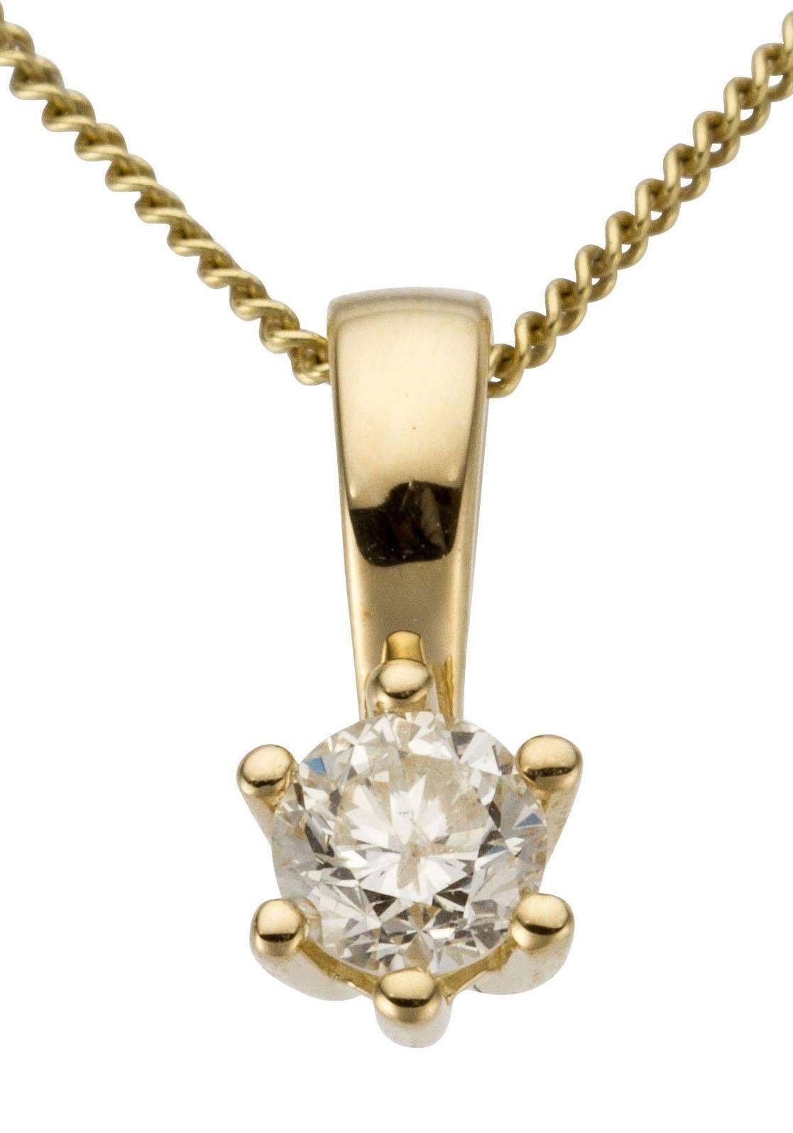 Firetti Kettenanhänger Schmuck Geschenk Gold 750 Halsschmuck Anhänger Halskette Solitär, mit Brillant in Krappenfassung