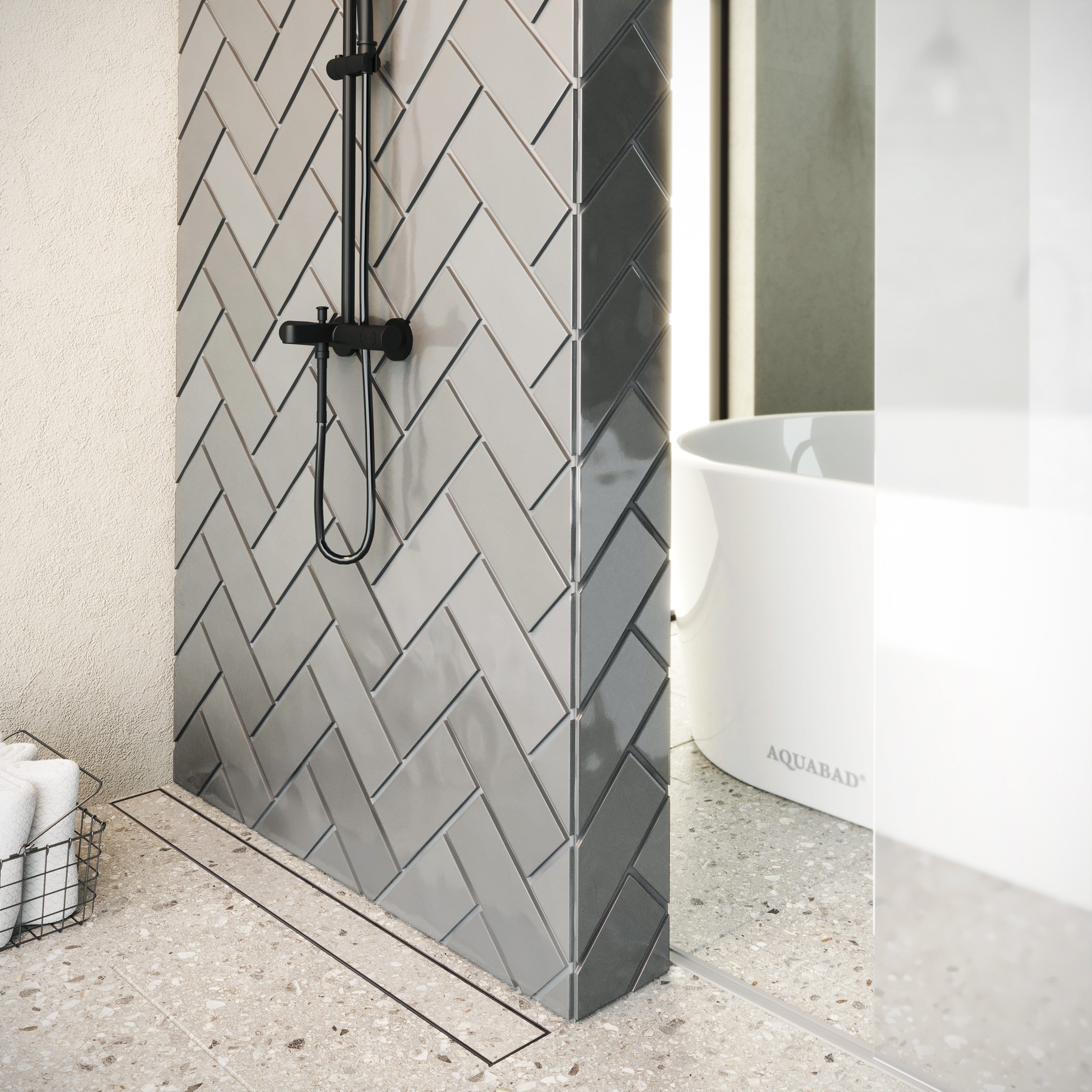 Aquabad® Duschrinne SDS Schwarzmatt Edelstahl Duschablauf, Haarsieb, Viega- günstig online kaufen