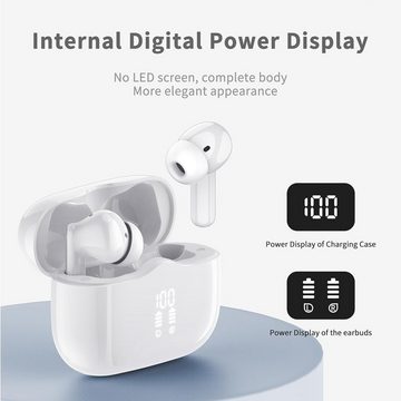 xinwld Kabellos Bluetooth 5.3 IP7 Wasserdicht Ohrhörer LED Anzeige In-Ear-Kopfhörer (Nachhaltige Materialien und Effizienz für einen grünen Lebensstil., mit 4 ENC Noise Cancelling Mic, Tiefer Bass Wireless Earbuds 40Std)