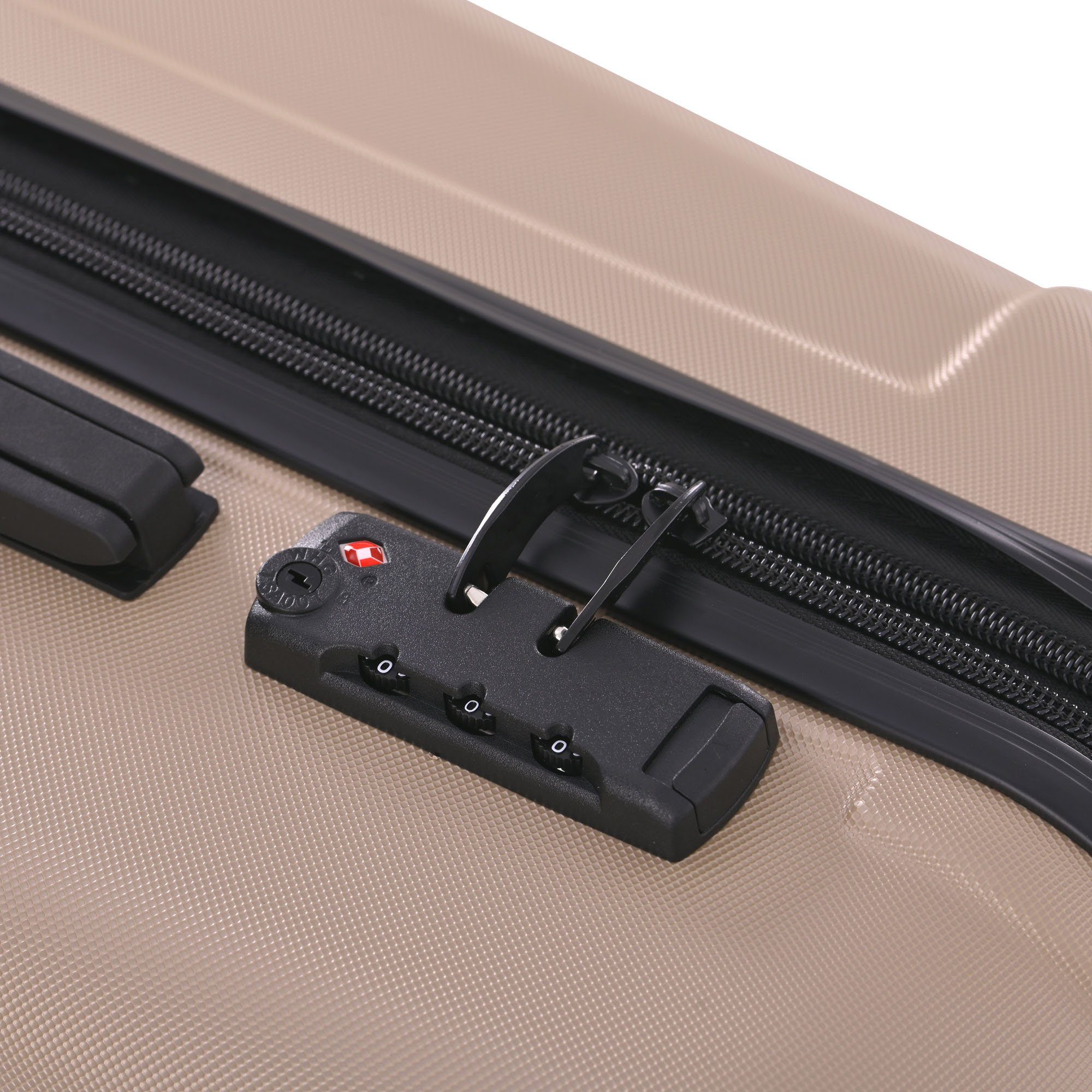 EXTSUD Handgepäckkoffer Kofferset ABS-Material mit Stauraum, 360-Grad-Drehrollen maximiertem Spinnerräder und TSA-Schloss Champagner XLHartschalen-Handgepäck