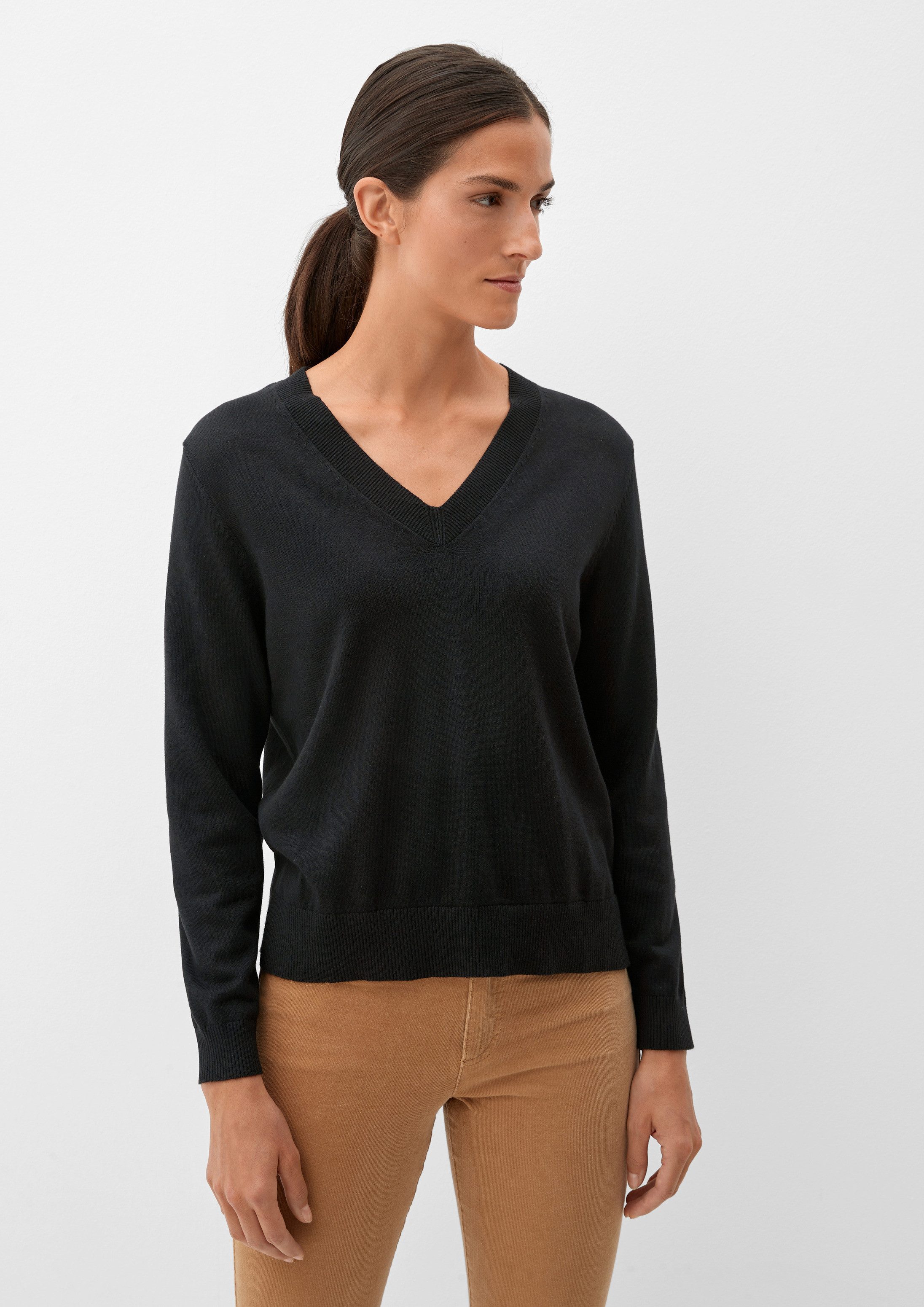 s.Oliver Longpullover Strickpullover Feinstrickpullover aus Viskosemix
