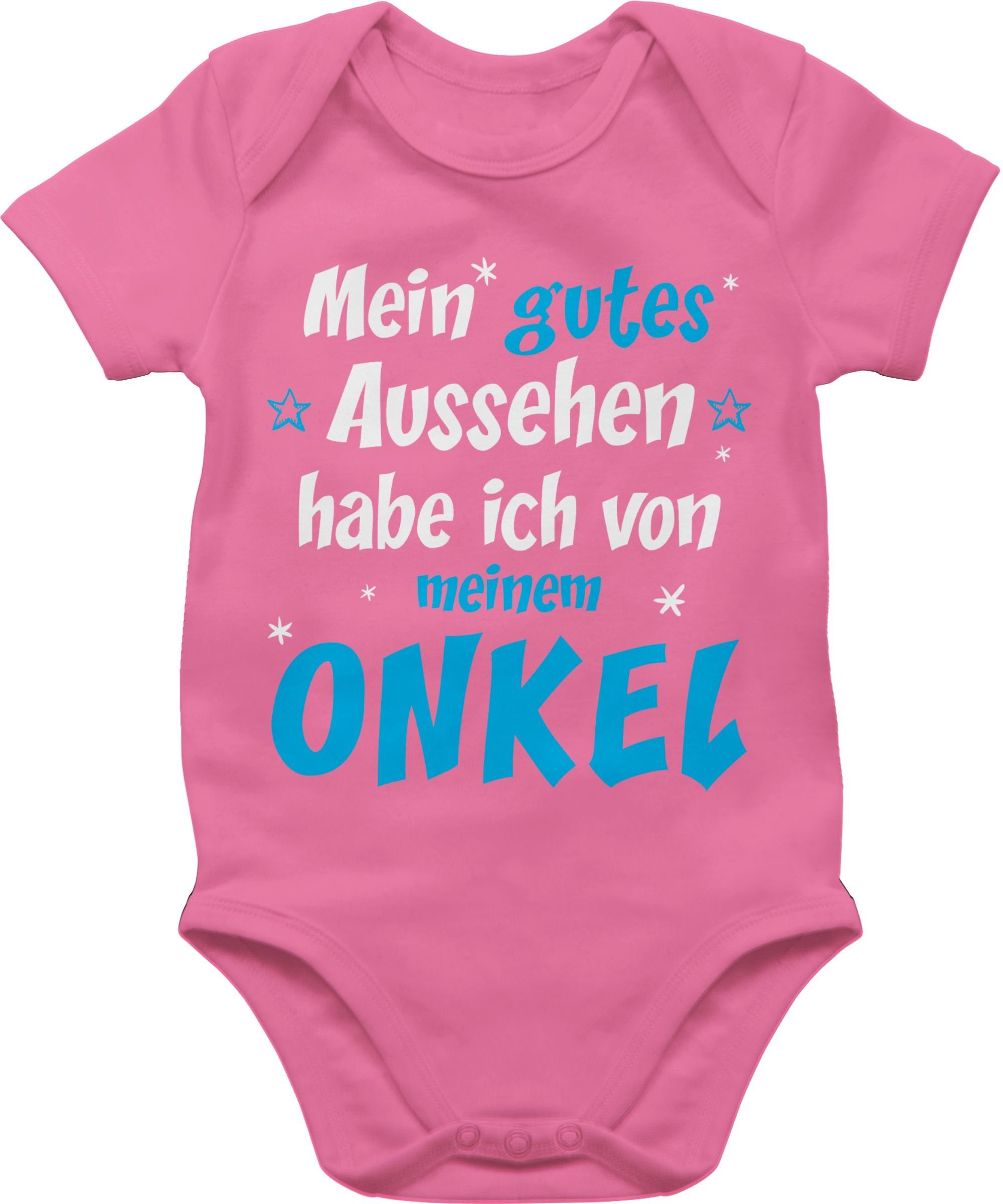 Shirtracer Shirtbody Onkel Spruch - Mein gutes Aussehen habe ich von meinem ONKEL Sprüche Baby 2 Pink