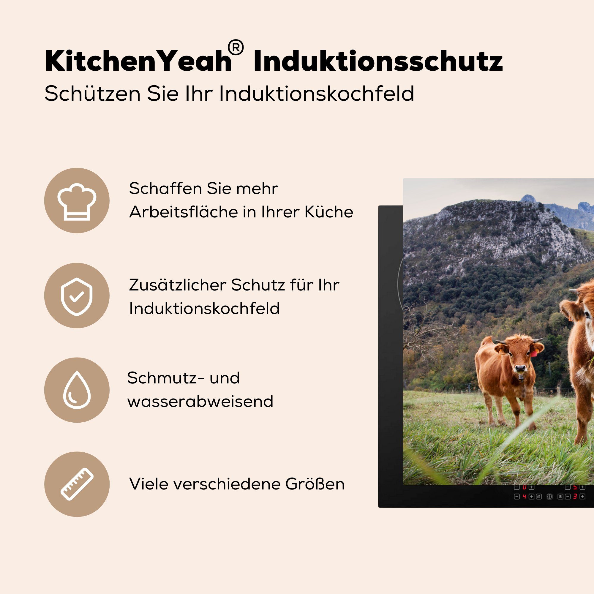 (1 von Vinyl, Eine die Induktionskochfeld MuchoWow Gruppe für küche, Ceranfeldabdeckung Herdblende-/Abdeckplatte Kälbern, cm, Schutz 81x52 tlg),