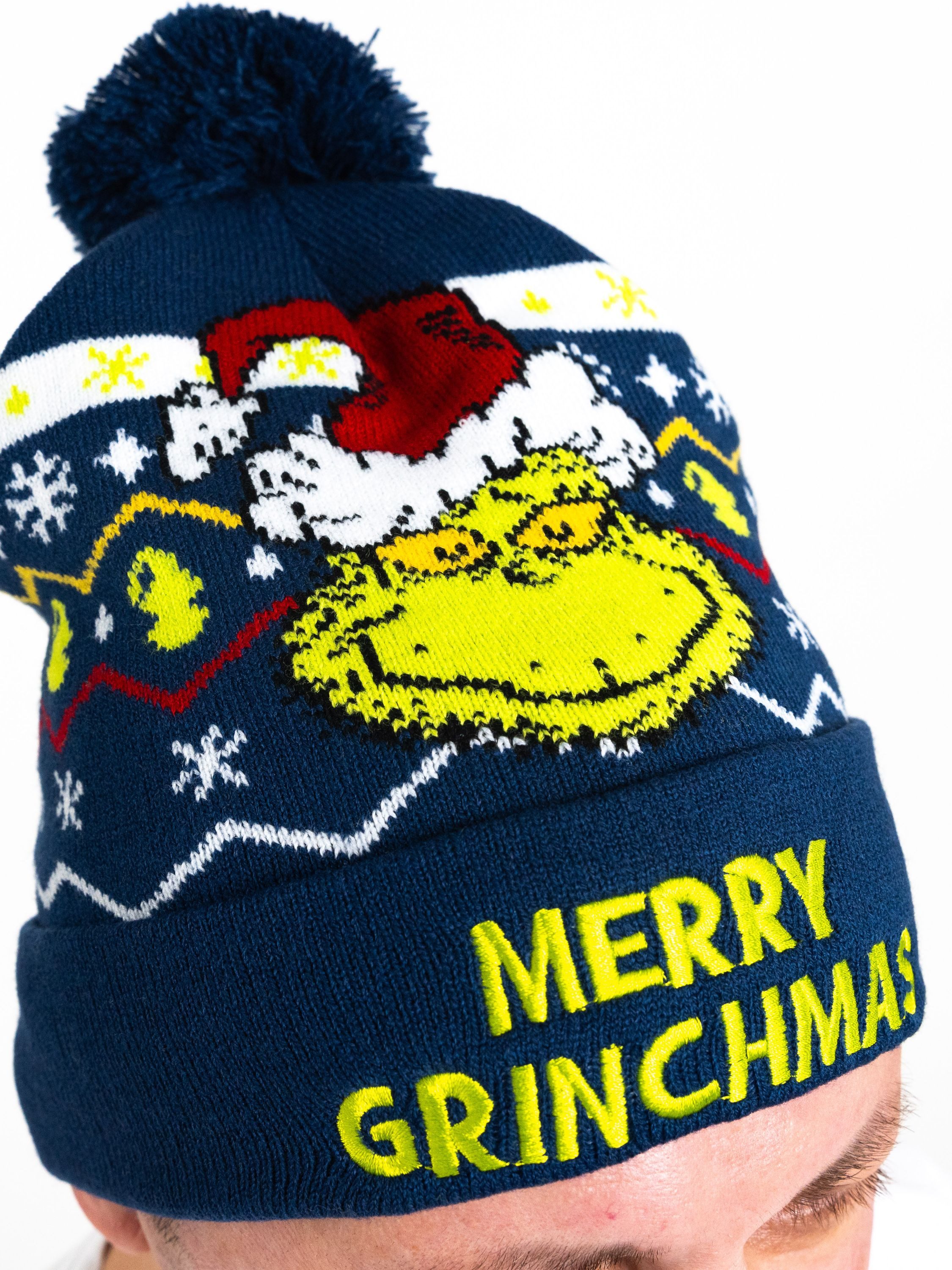United Labels® Strickmütze The Grinch Strickmütze Wintermütze mit Bommel Mütze
