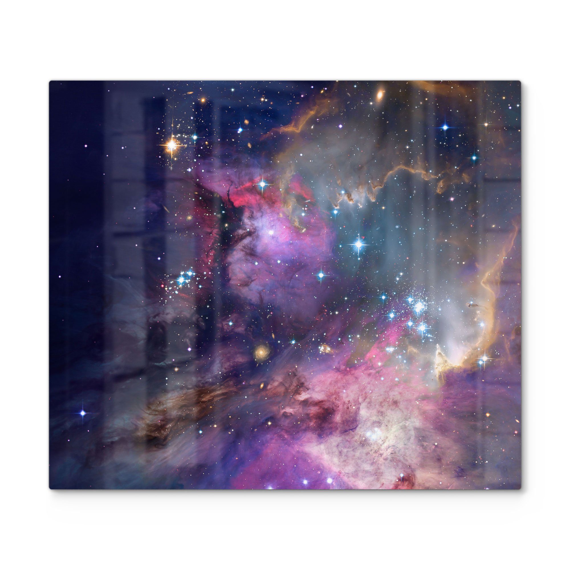 DEQORI Herdblende-/Abdeckplatte 'Farbenfrohe Galaxie', Glas, (1 tlg), Glas Herdabdeckplatte Ceranfeld Herd | Herdabdeckplatten