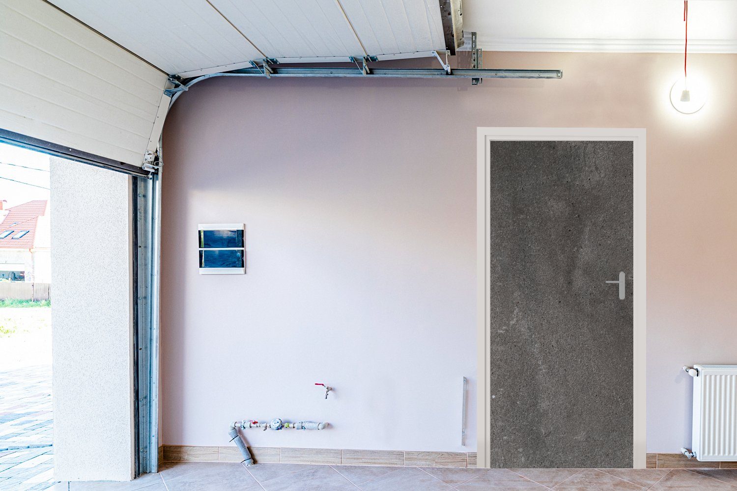 Matt, Fototapete Zement, - cm - Grau Wand für Türtapete Beton Türaufkleber, MuchoWow 75x205 (1 - Tür, bedruckt, St),