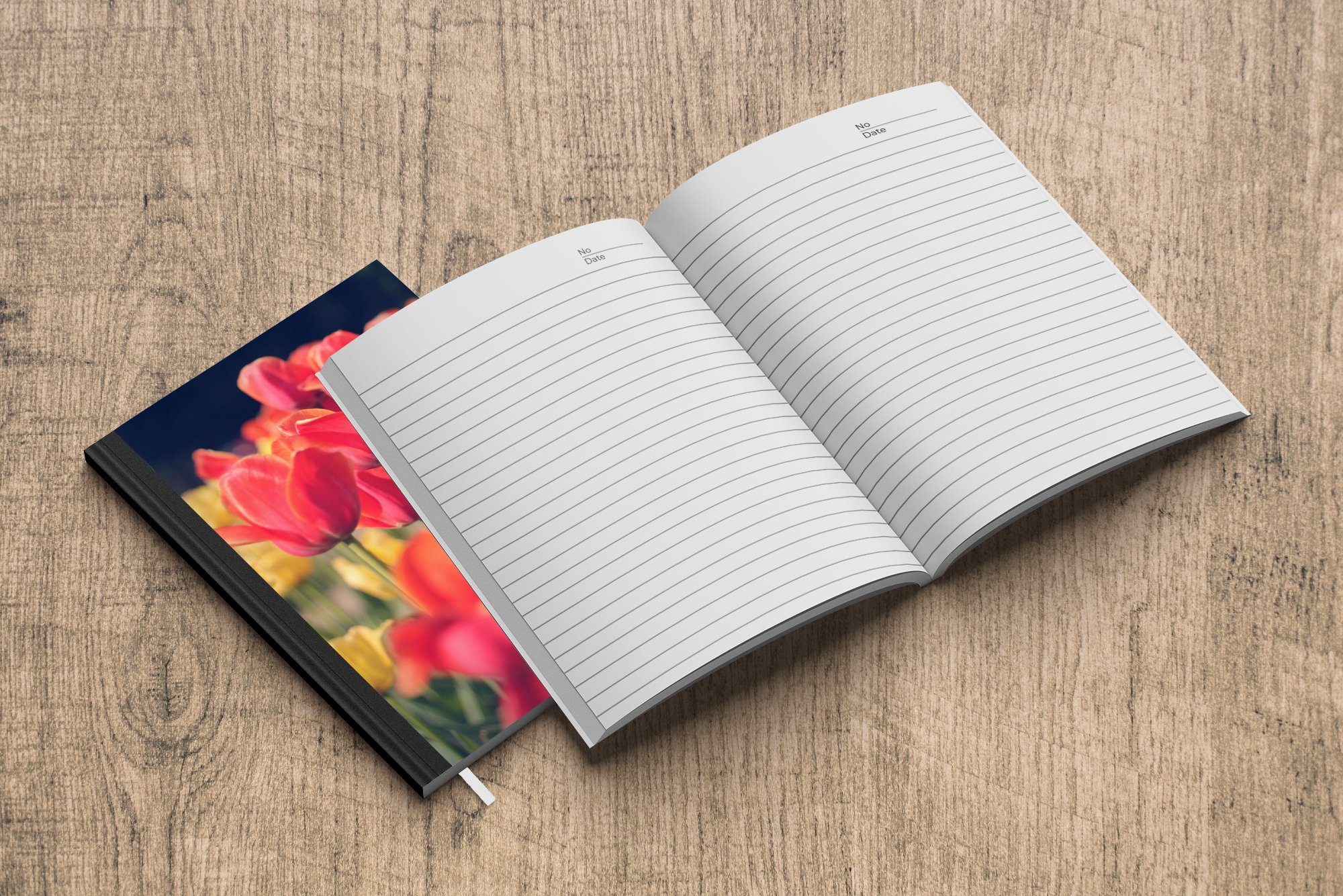 Journal, 98 - - Notizheft, Haushaltsbuch Seiten, Notizbuch Tagebuch, Tulpen Natur, A5, MuchoWow Blumen Merkzettel,