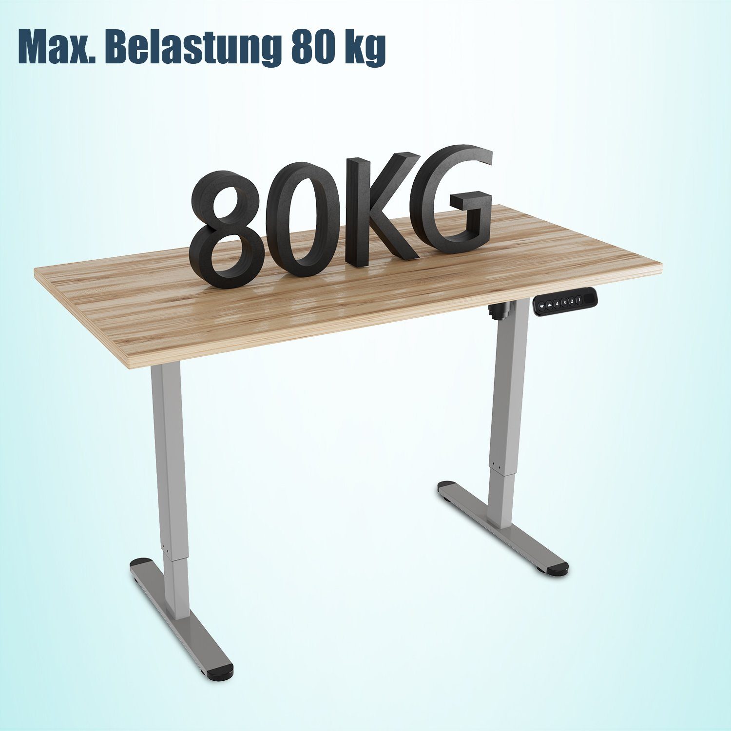 Schreibtisch bis Lospitch belastbar Höhenverstellbarer Grau Stahl Schreibtisch Kollisionschutz 80kg,