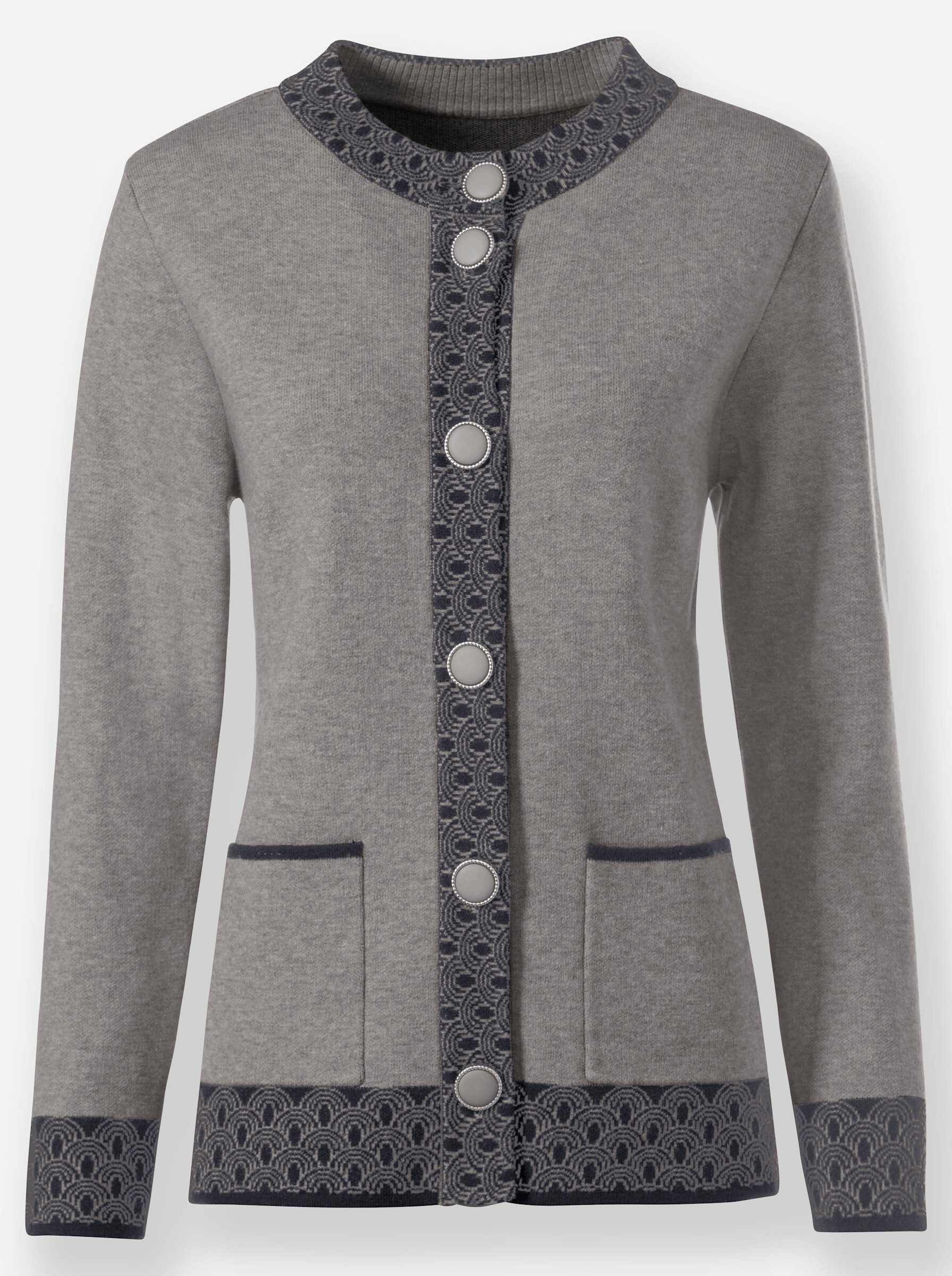 Strickjacke Strickjacke Langarm Jacquard, Jersey