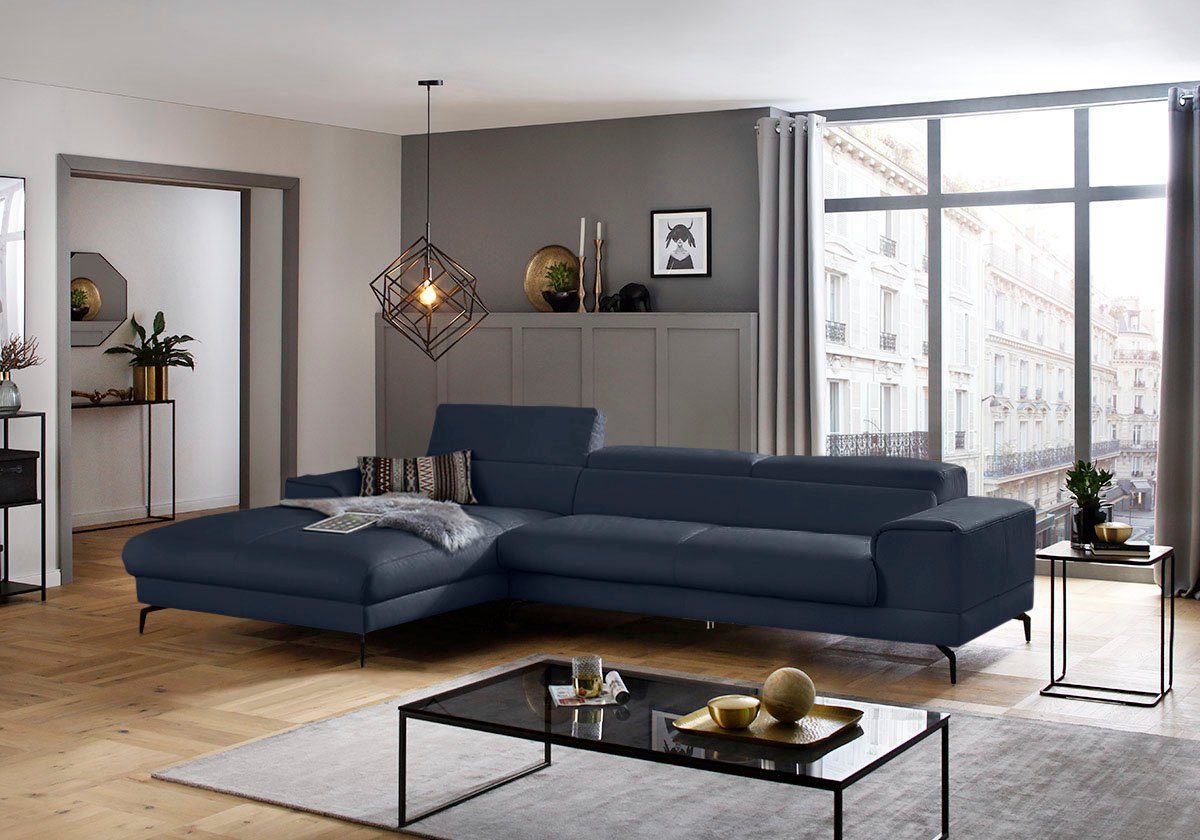 W.SCHILLIG Ecksofa piedroo, Designsofa mit tollem Sitzkomfort, bequem, L-Form, Kopfteilverstellung, wahlweise mit Sitztiefenverstellung, Breite 343cm