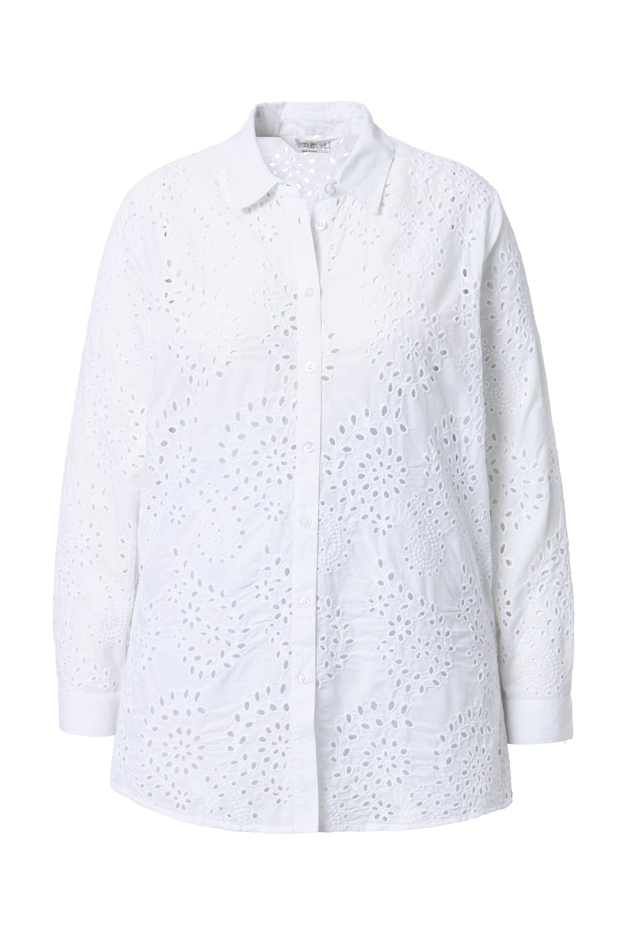Angel of Style Hemdbluse Bluse A-Linie Lochstickerei Langarm günstig online kaufen