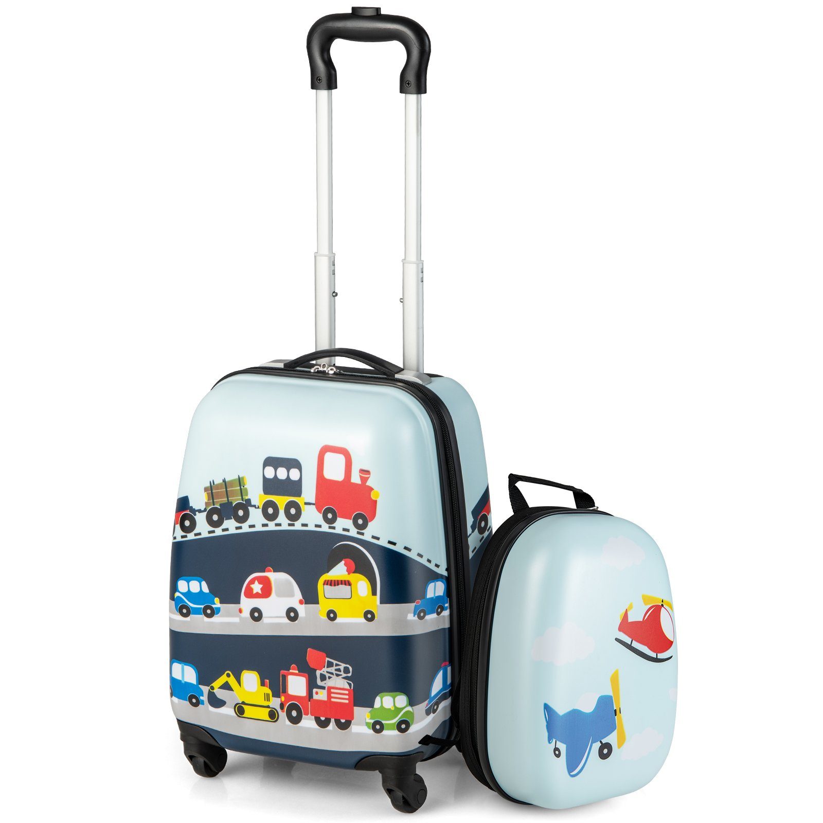 COSTWAY Kinderkoffer 12"+16" Kindertrolley mit Rucksack