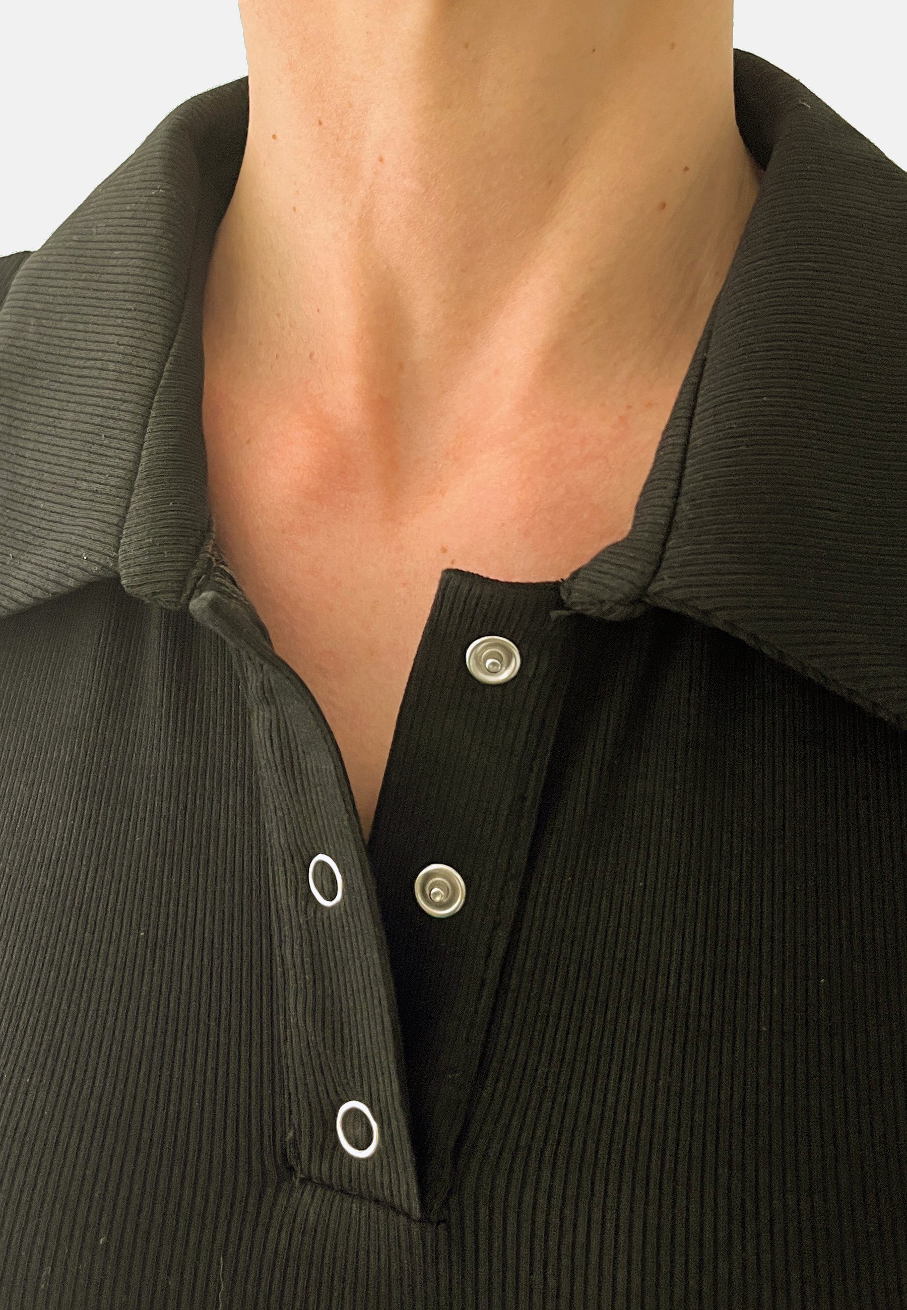 Schwarz #1 Kurzarm Shirt Druckknöpfen mit Premium Body Kurzarmbody Topseller