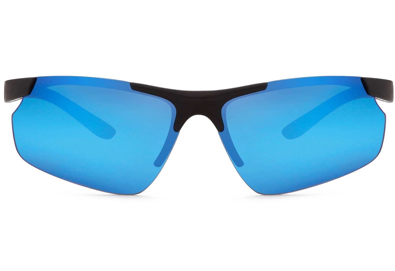 polarisierten Fahrradbrille Sonnen Polarisiert, Eyewear (Packung, Schwarz Linsen mit 1-St), Blau Sport BEZLIT Brille