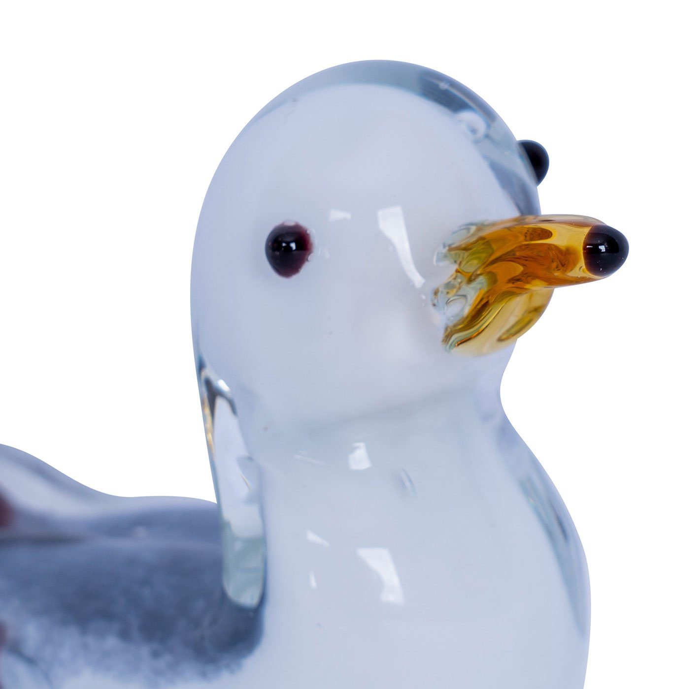 Levandeo® Skulptur, Designer Skulptur Möwe H8cm Glas Glasdeko Weiß Blau Deko Maritim