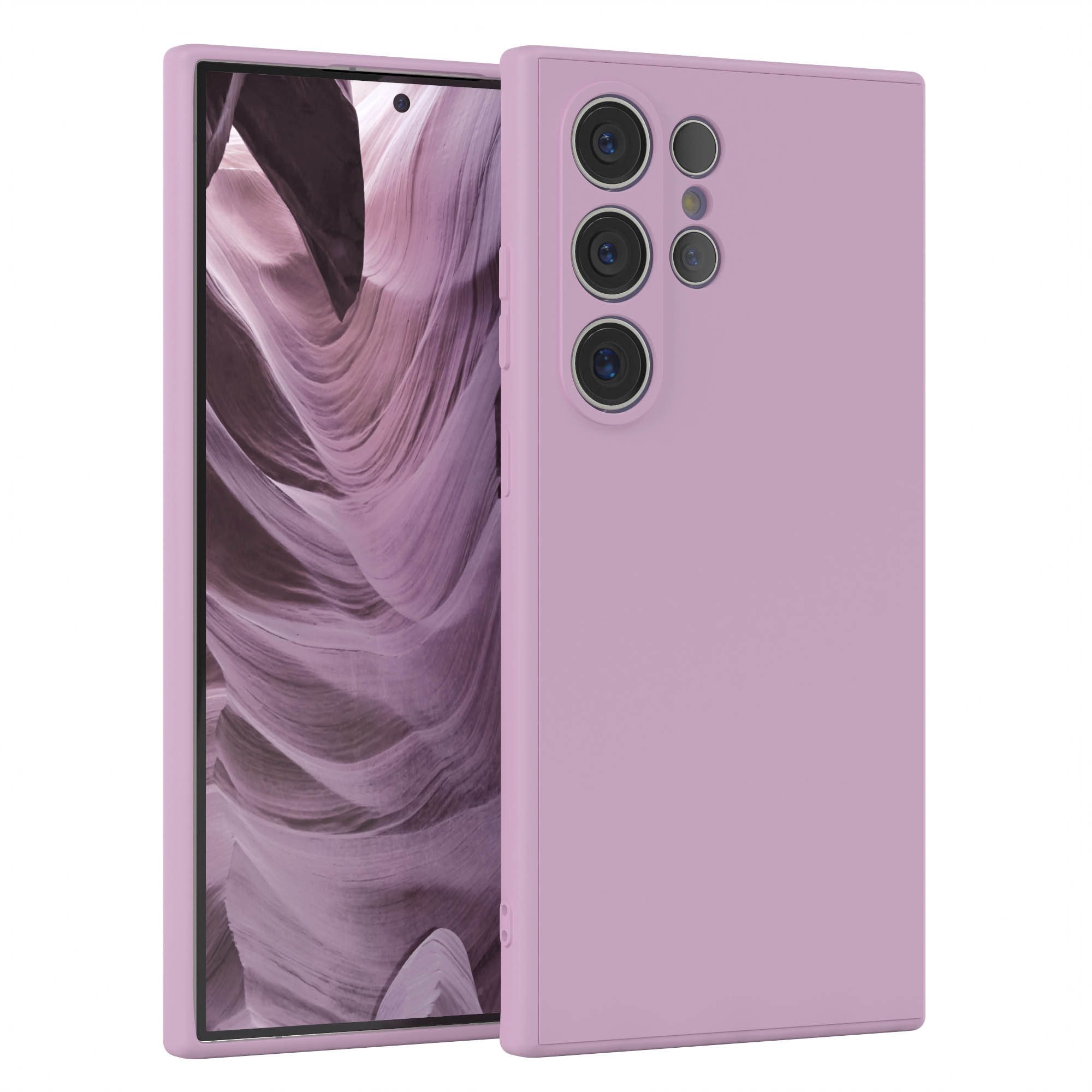 EAZY CASE Handyhülle für Samsung Galaxy S24 Ultra Hülle Silikon 6,8 Zoll, Hülle mit Kameraschutz Handycase Soft Smart Slimcover Lila / Flieder