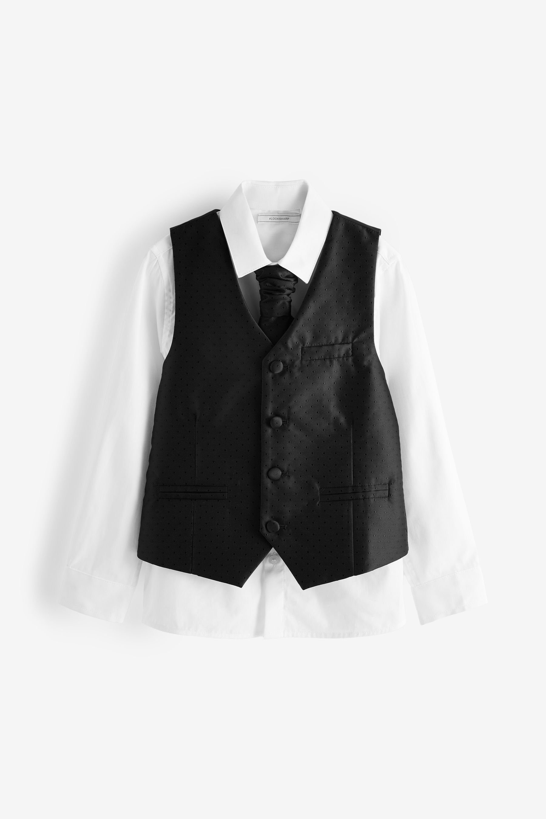 Next Anzugweste (3-tlg) aus Set und Black Festliches Hemd Fliege Weste