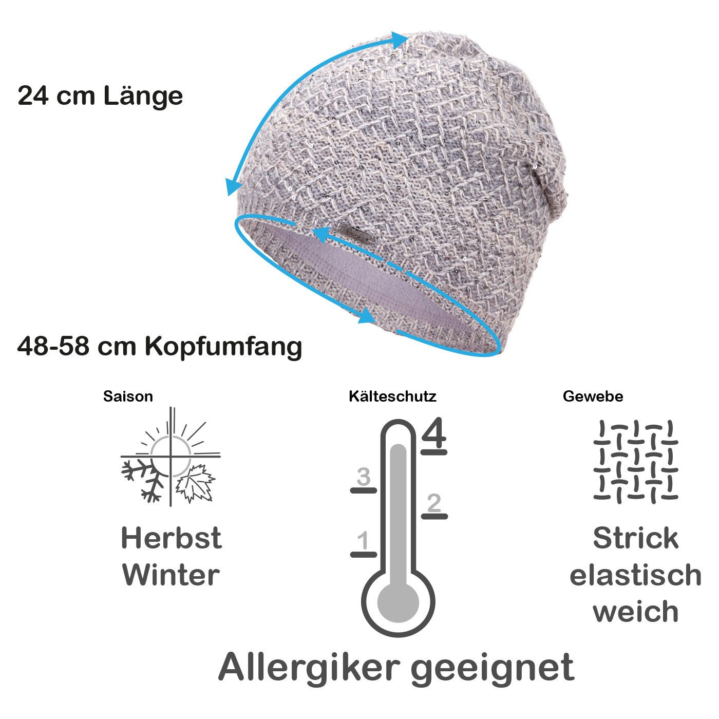 Faera Strickmütze Wintermütze Damen Mütze Beanie Haube gefüttert Strickmütze Damenmütze