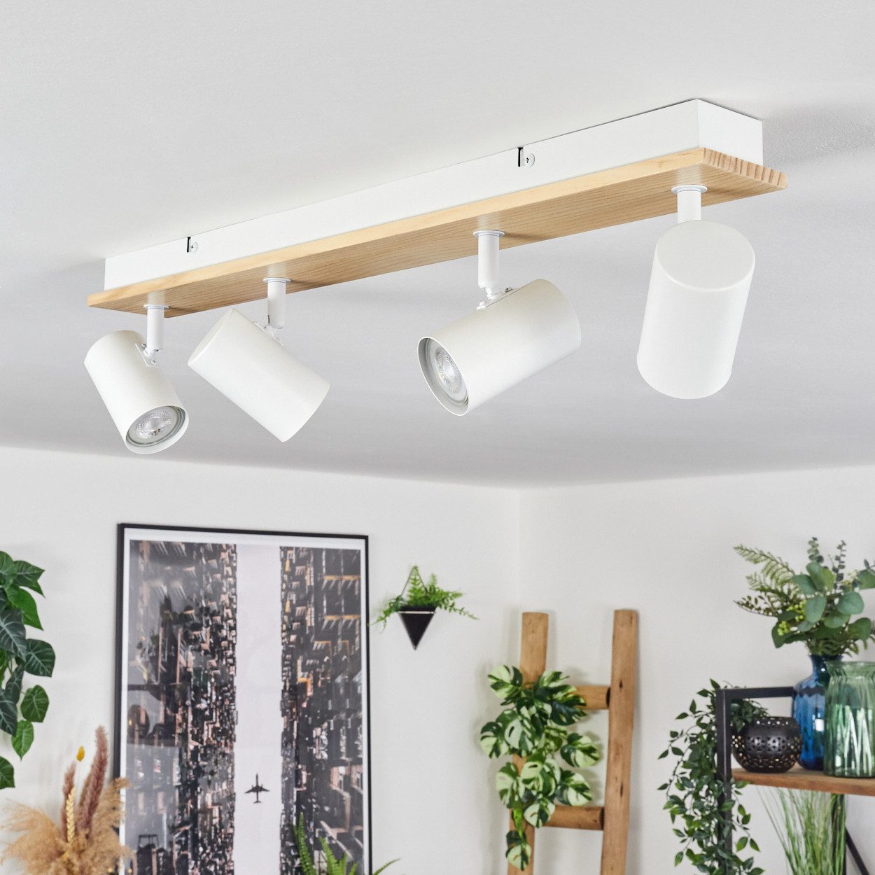 hofstein Deckenleuchte Deckenlampe aus Metall/Holz in günstig online kaufen