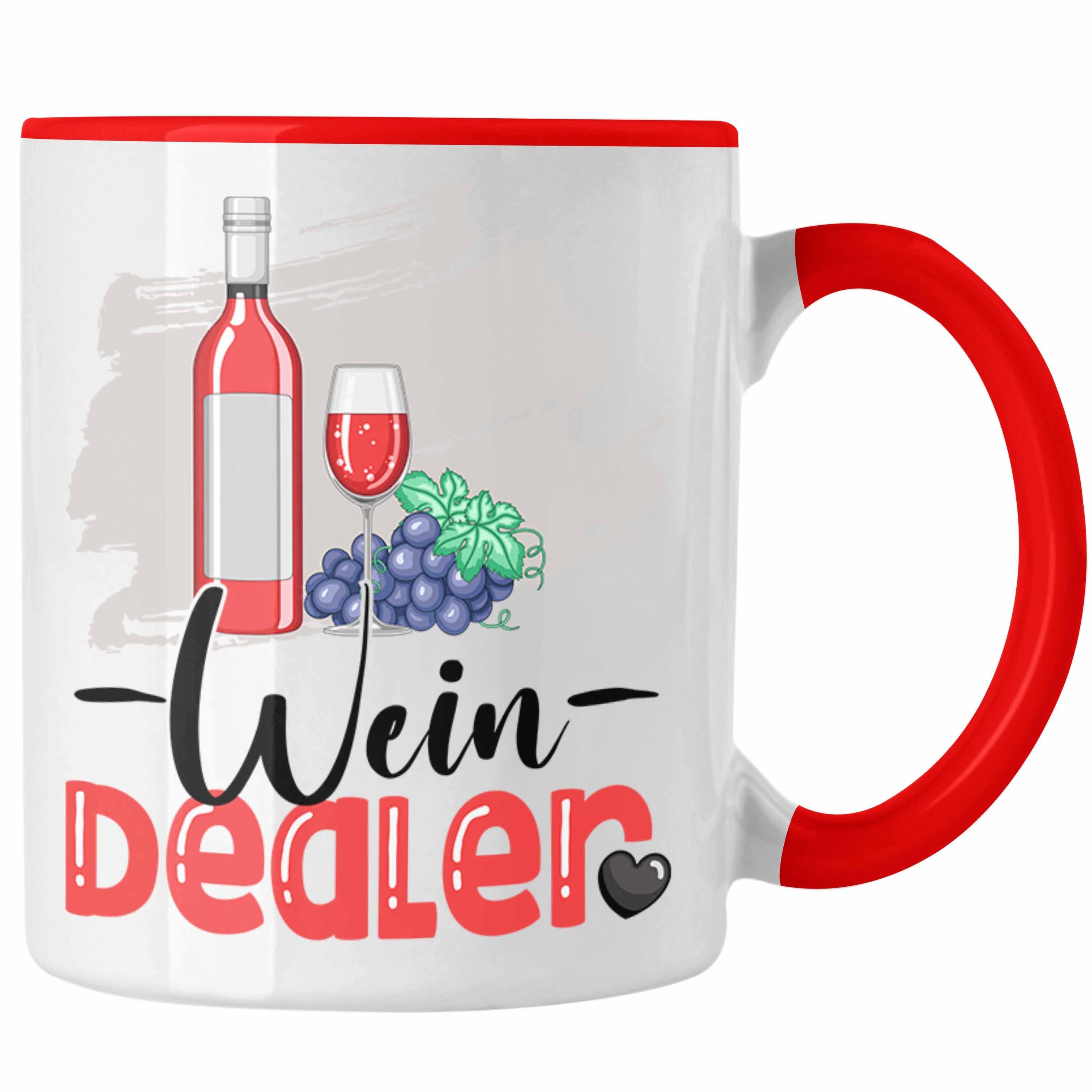 Trendation Tasse Wein Dealer Tasse Geschenk für Weinverkäufer Geburtstag Spruch Geschen Rot